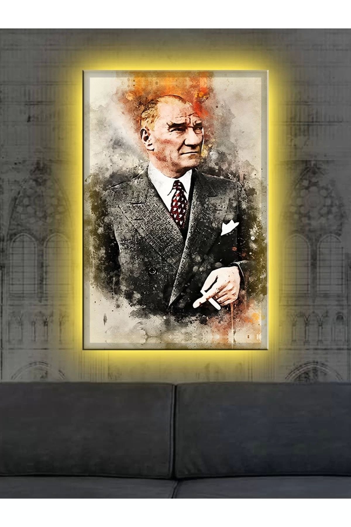 feifei Led Işıklı Mustafa Kemal Atatürk Kanvas Tablo (çok Şık)