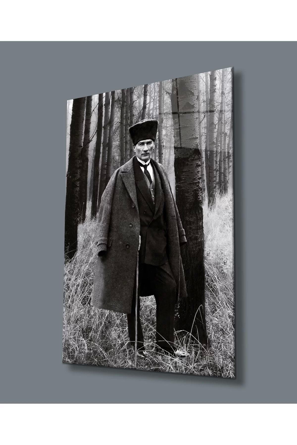 ÖYKÜ VE YİĞİT Atatürk Portresi Uv Baskılı Cam Tablo, Ev Ve Ofis Duvar Dekoru Hediyelik