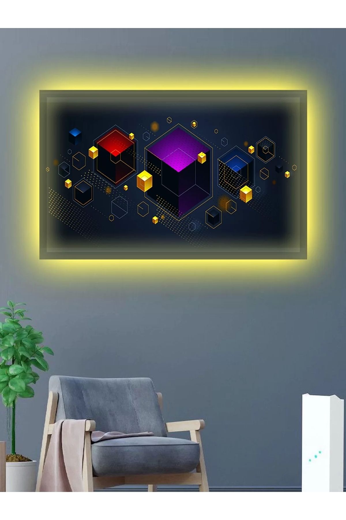 feifei Led Işıklı 3d Dekoratif (hediyelik Kanvas Tablo)