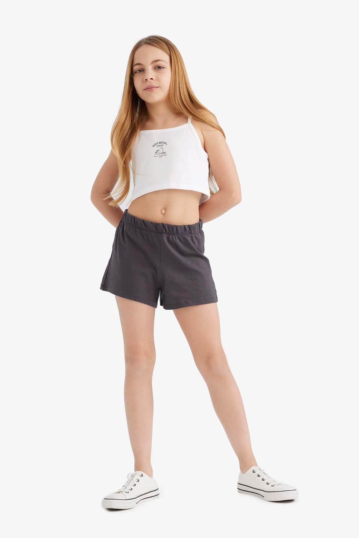 DeFacto-Girl's 2-Piece Set Printed Tank Top Elastic Waist Shorts E5696A825Hs 2