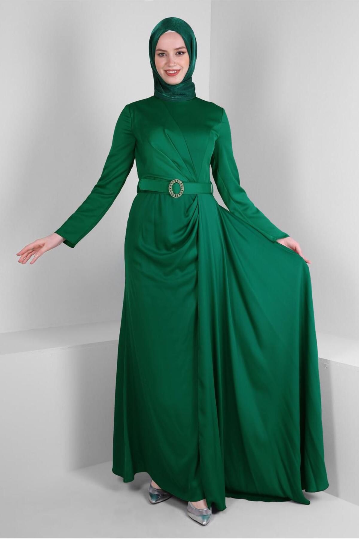 لباس مجلسی ساتن کمربند 50320 Alvina