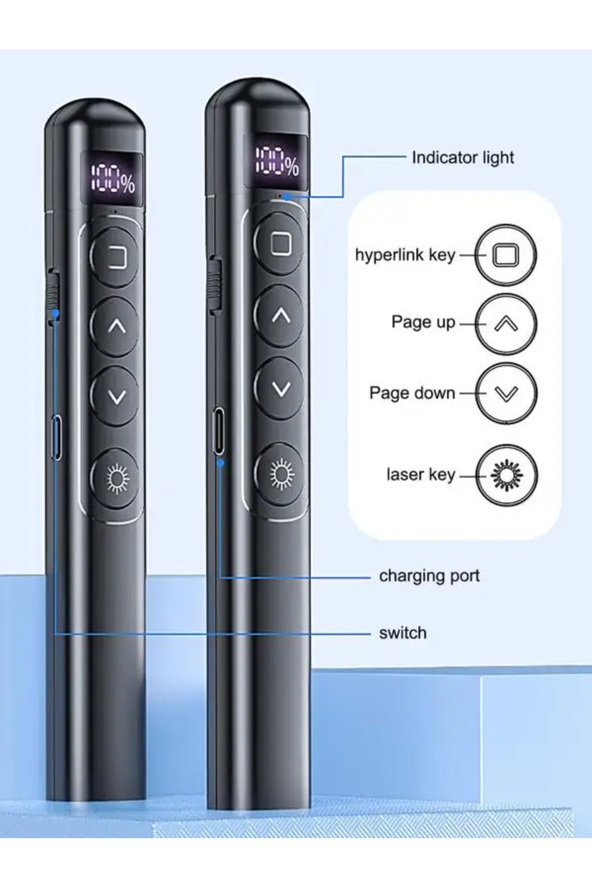 Choice-GERMANY Flip-pen Presentation Clicker RF 2.4GHz PowerPoint Clicker Laser pointer pen Hyperlink Contr 8