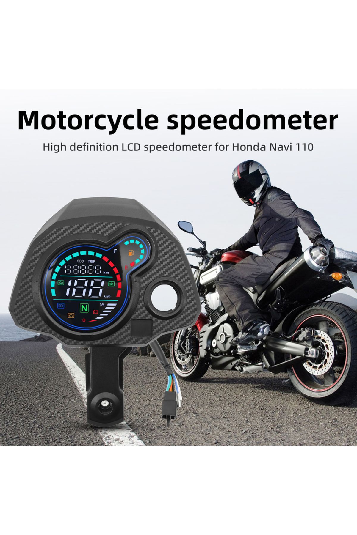 RYSJM-Motorcycle Speedometer Digital Tachometer Speed Meter TRIP ODO KMH LCD Odometer With Turn Signals... 2
