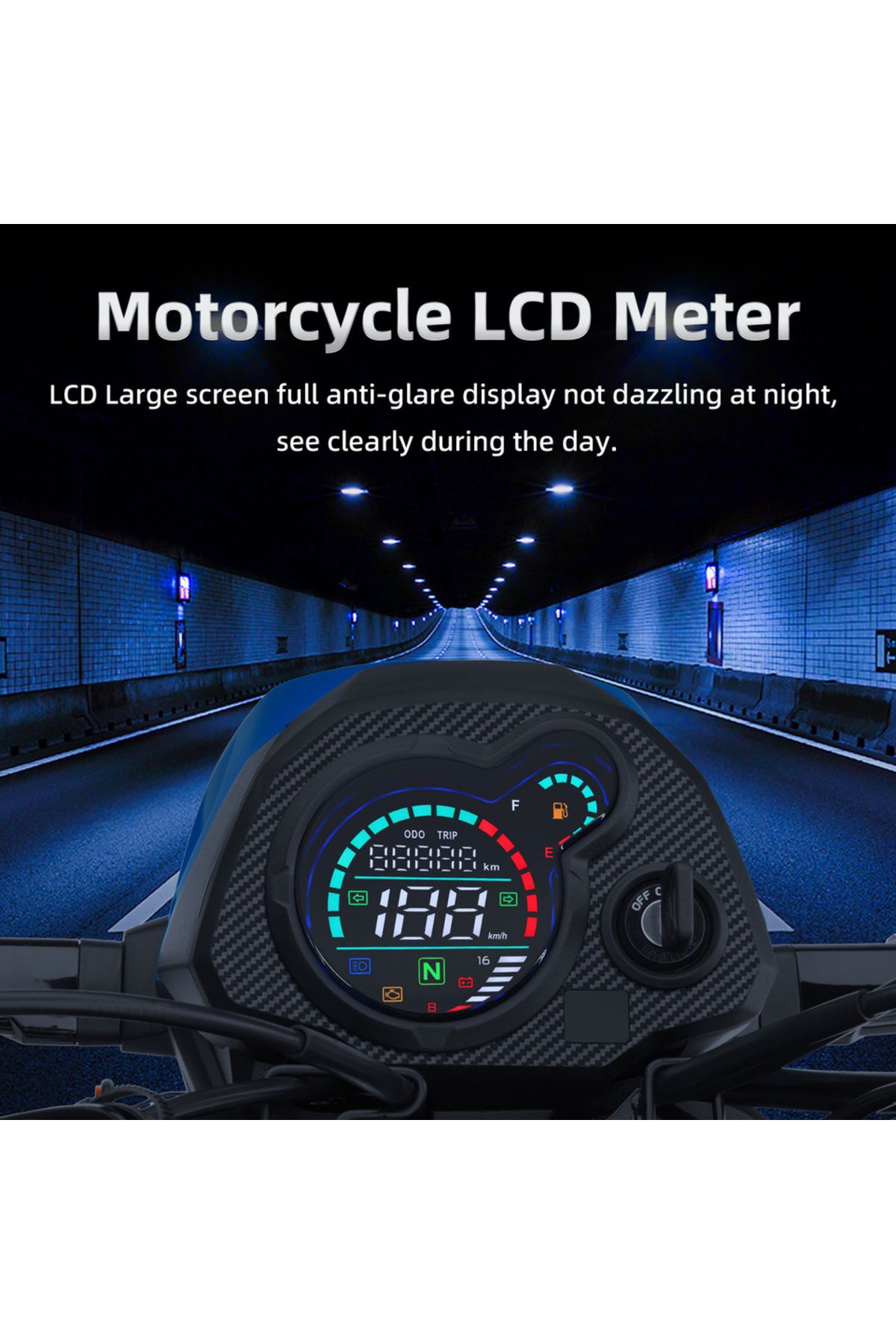 RYSJM-Motorcycle Speedometer Digital Tachometer Speed Meter TRIP ODO KMH LCD Odometer With Turn Signals... 3