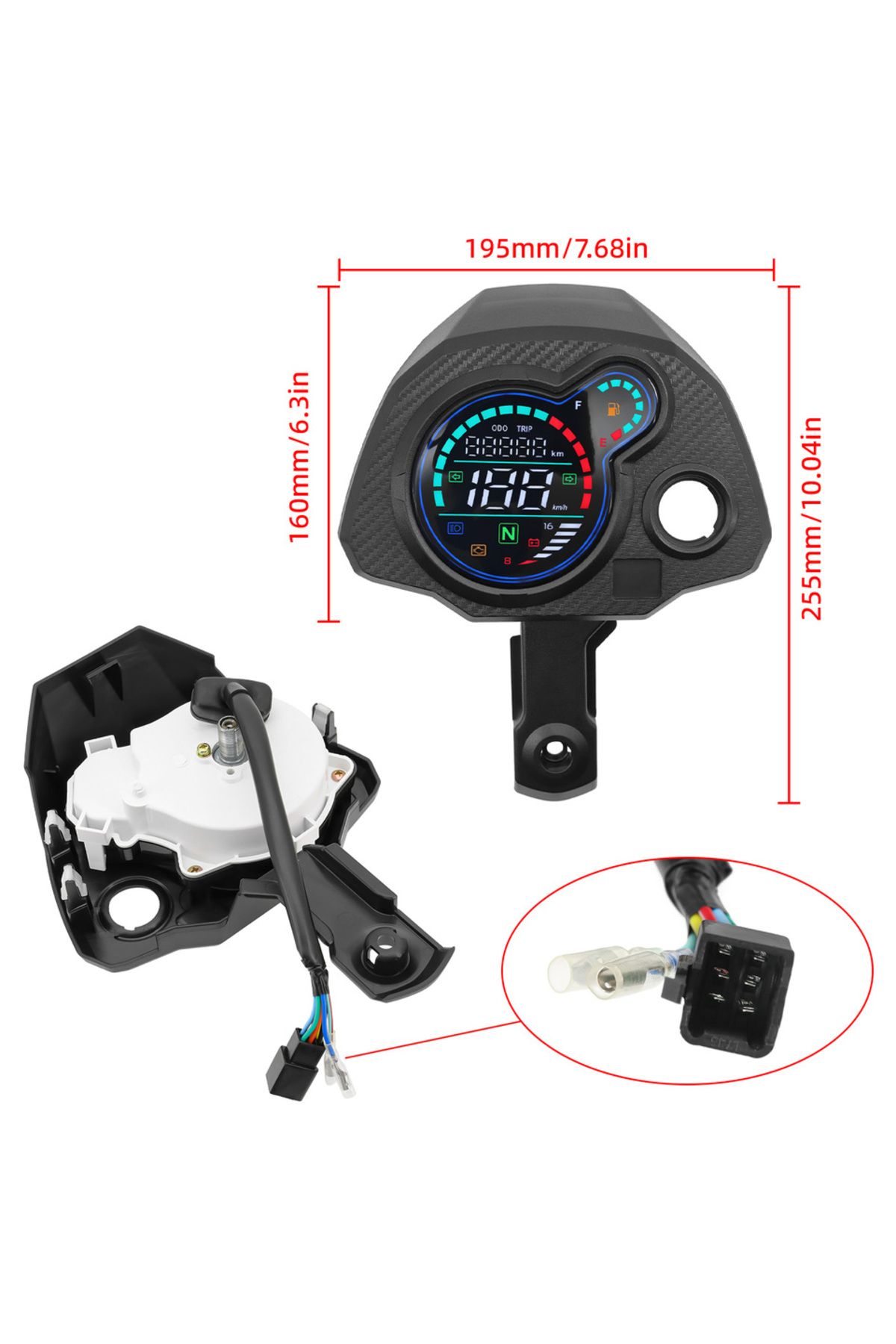 RYSJM-Motorcycle Speedometer Digital Tachometer Speed Meter TRIP ODO KMH LCD Odometer With Turn Signals... 5