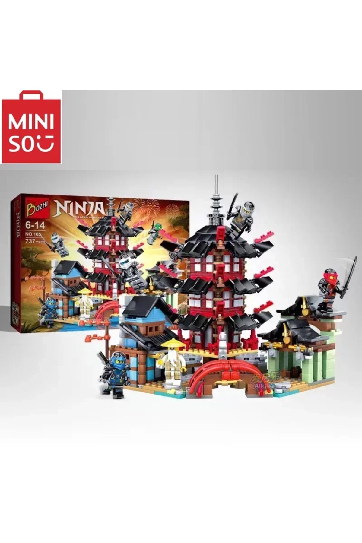 Choice-No Original Box MINISO Disney DIY 737pcs Temple of Ninja Smaller 70751 Version Building Blocks Set C 6