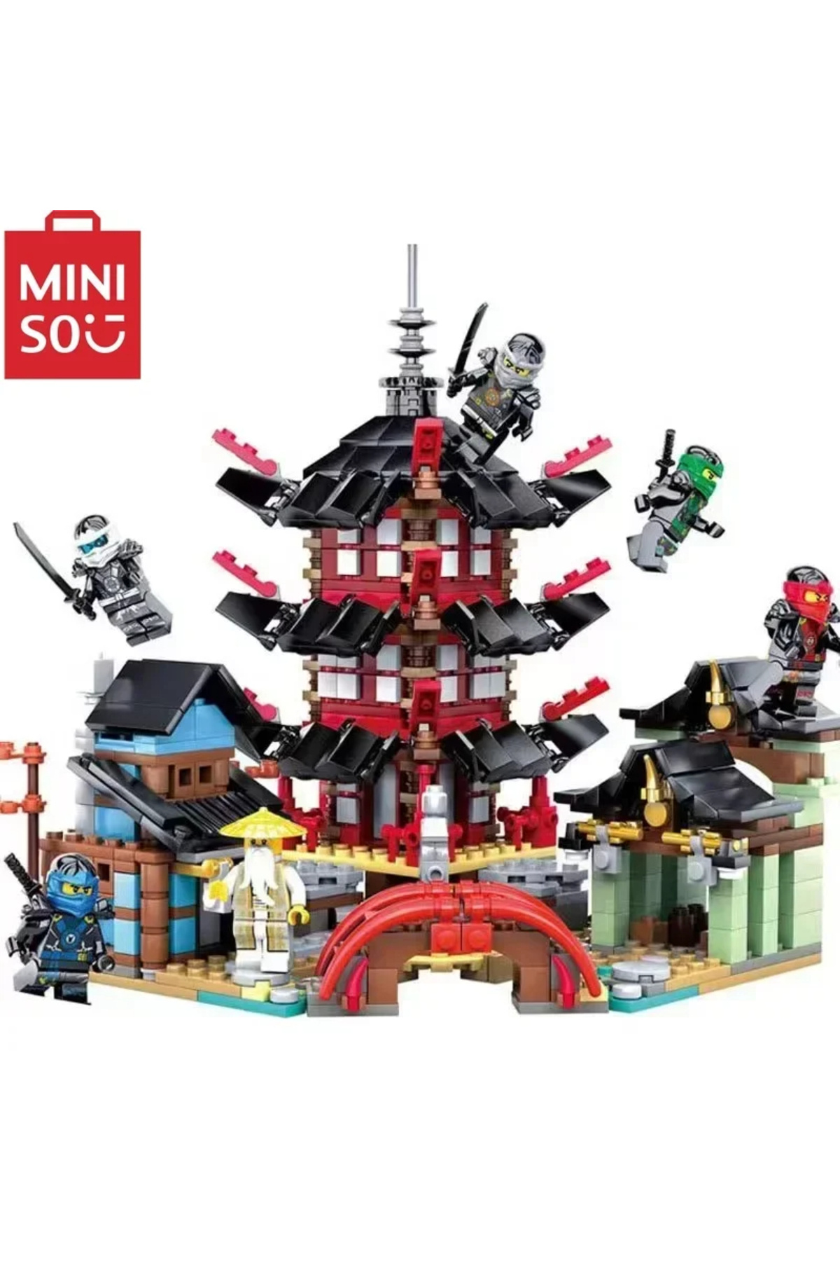 Choice-No Original Box MINISO Disney DIY 737pcs Temple of Ninja Smaller 70751 Version Building Blocks Set C 4