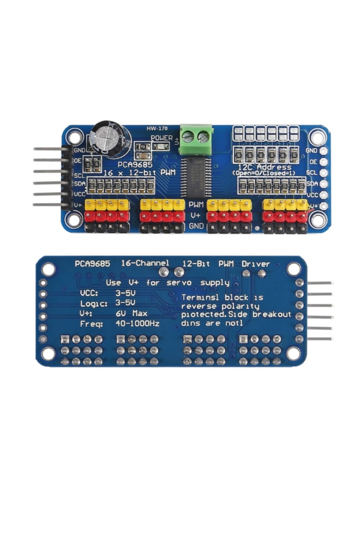 AOKIN-PCA9685 16 Channel 12 Bit PWM Servo Driver Board IIC Interface PCA9685 Module Controller for Ardu... 8