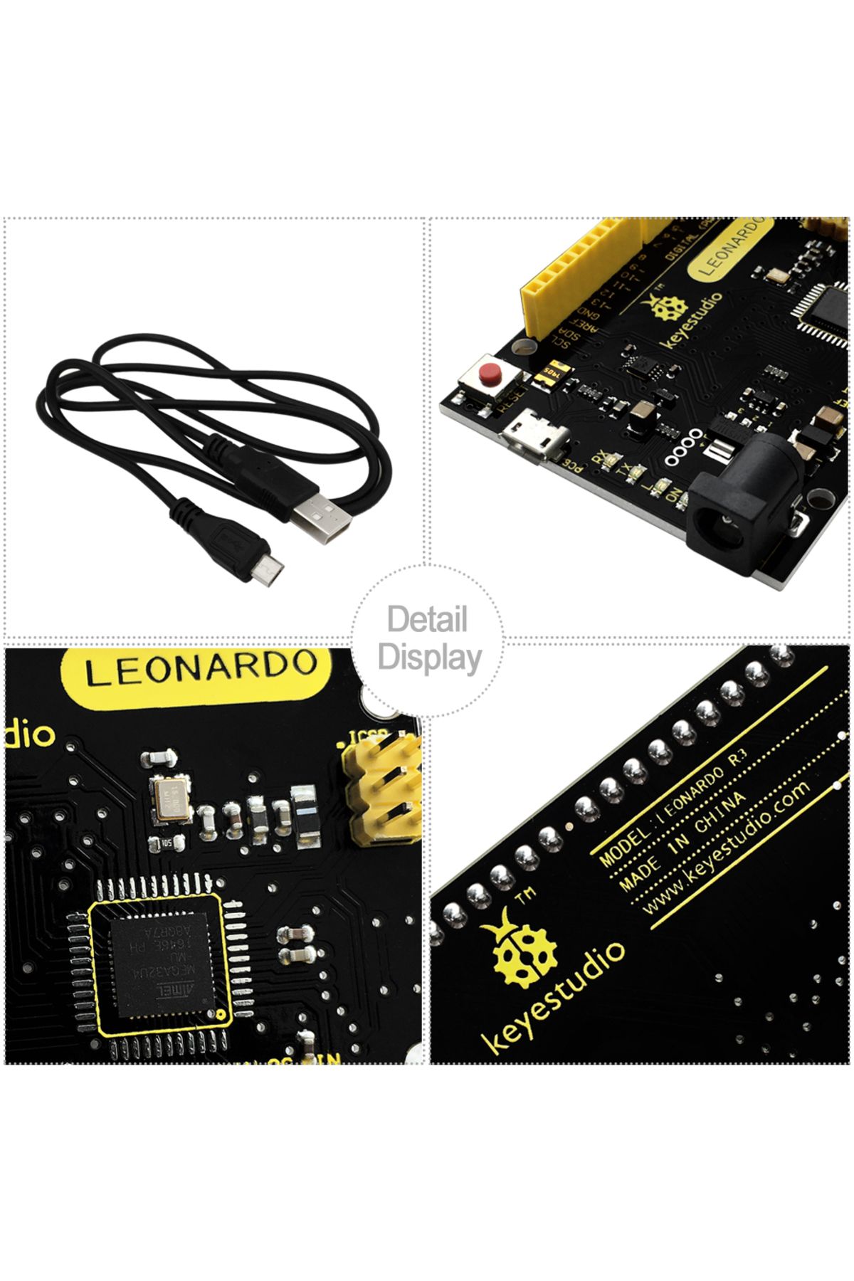Choice-Keyestudio Leonardo R3 DevelopmentBoard +1M Micro USB Cable MCU ATMEGA32U4 For Arduino Leonardo ... 5
