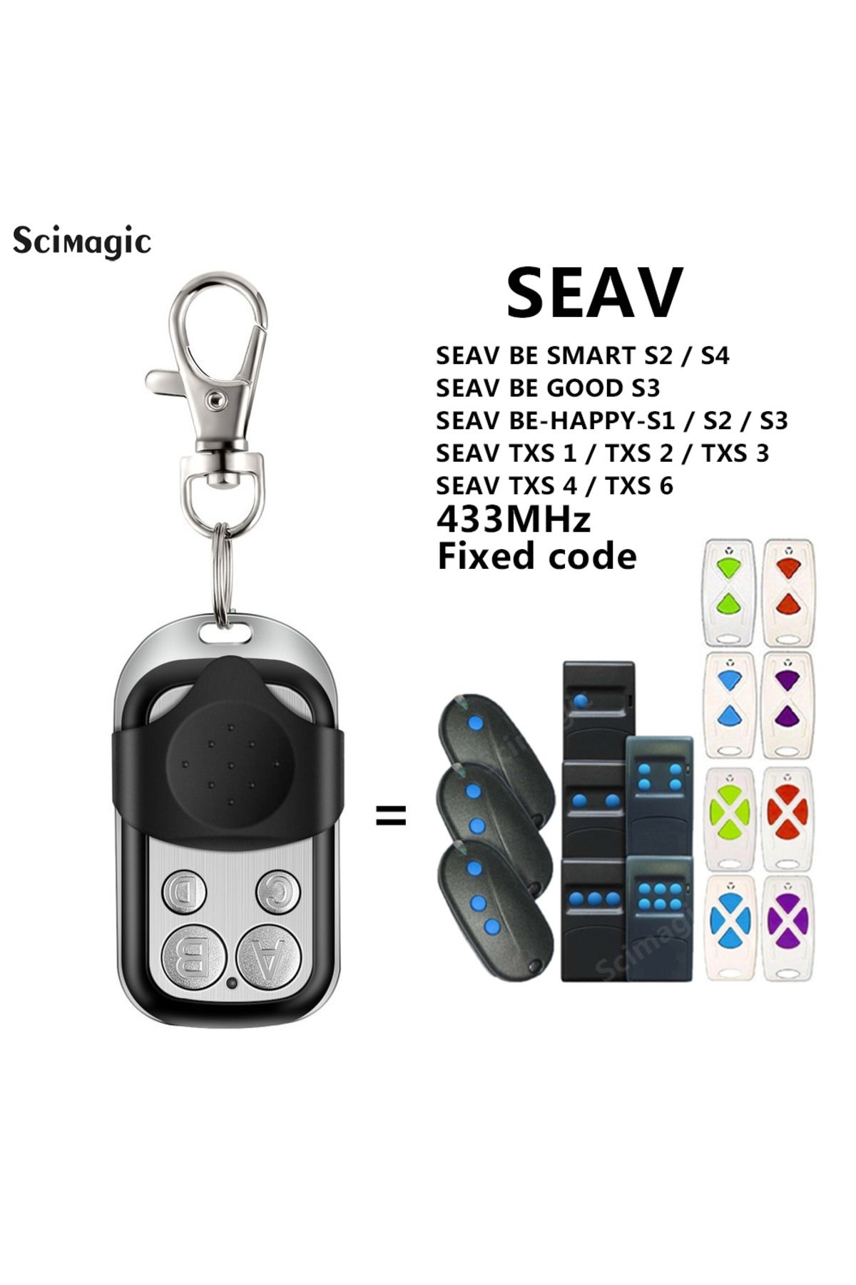 Scimagic-RC-Garage Remote Control Clone for SEAV TXS1 TXS2 TXS3 TXS4 TXS6 BE HAPPY S1 S3 SMART S2 8 Dips Fixe... 7
