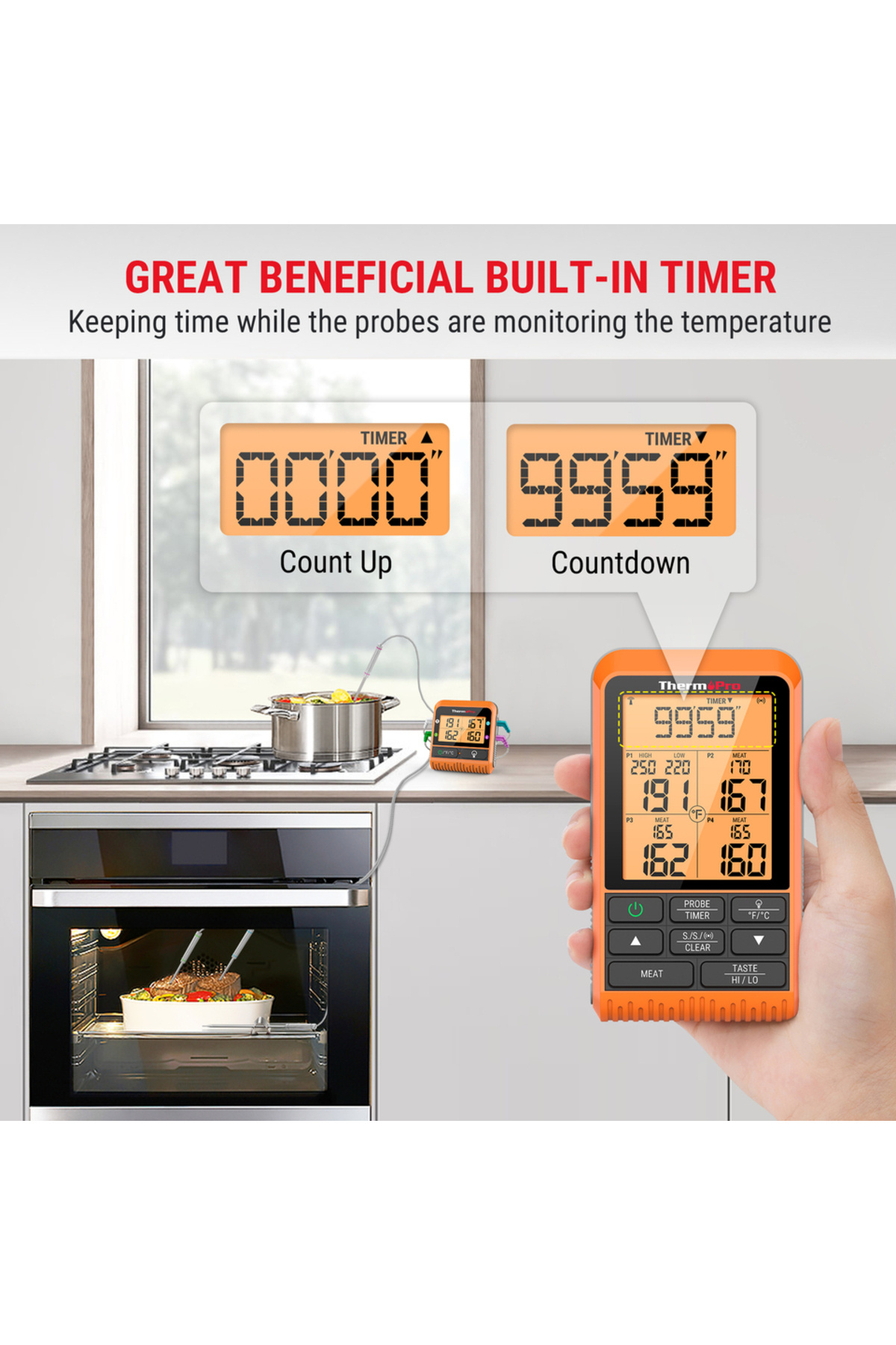 Choice-Thermopro Tp829 Backlight 4 Meat Probes 300m Wireless Barbecue Oven Thermometer For Meat Digital ... 4