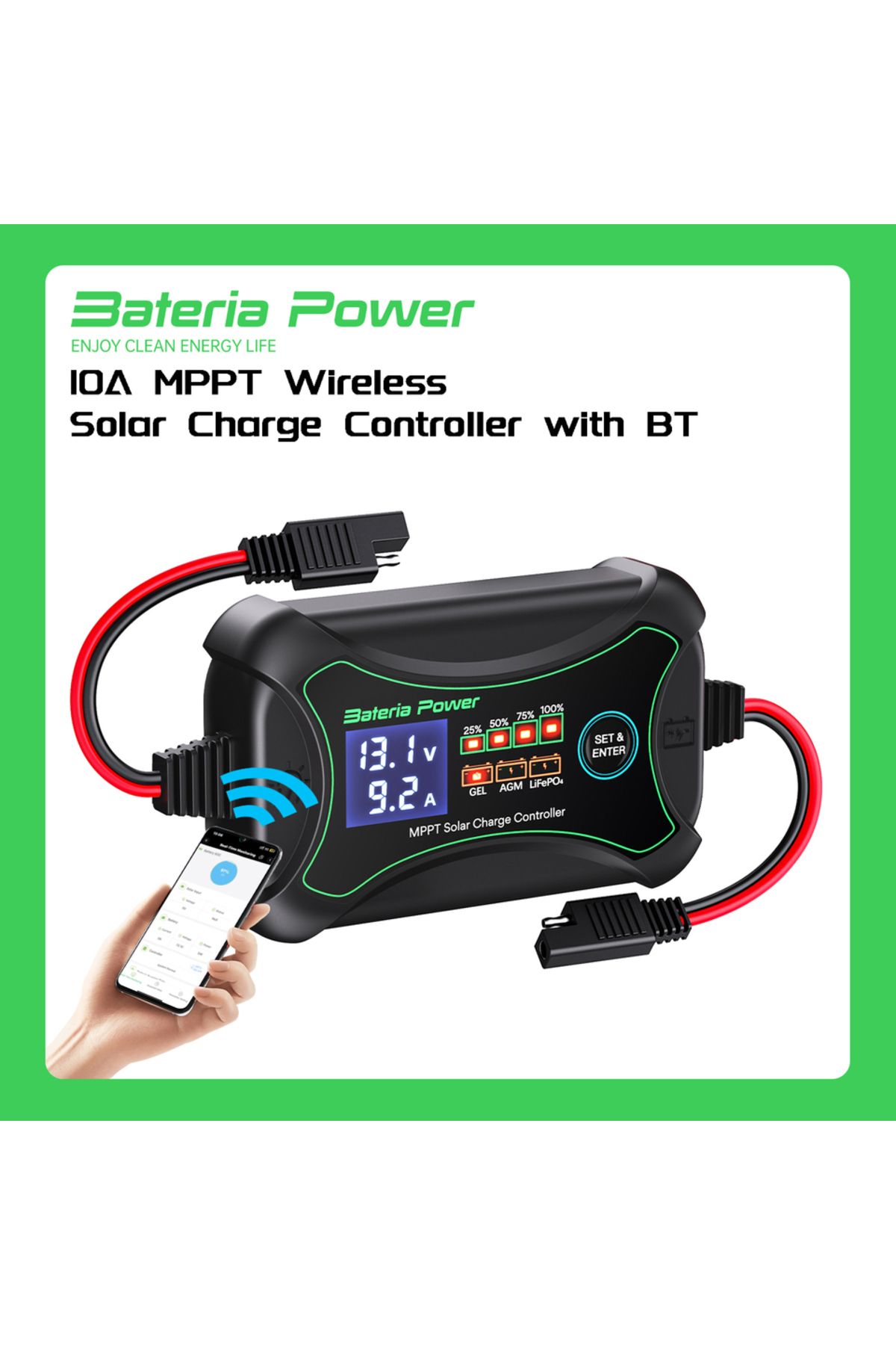 Choice-12V 10A 10A MPPT Wireless Solar Charge Controller with BT, Bateria Power 12 Volt Phone APP Intellige 7