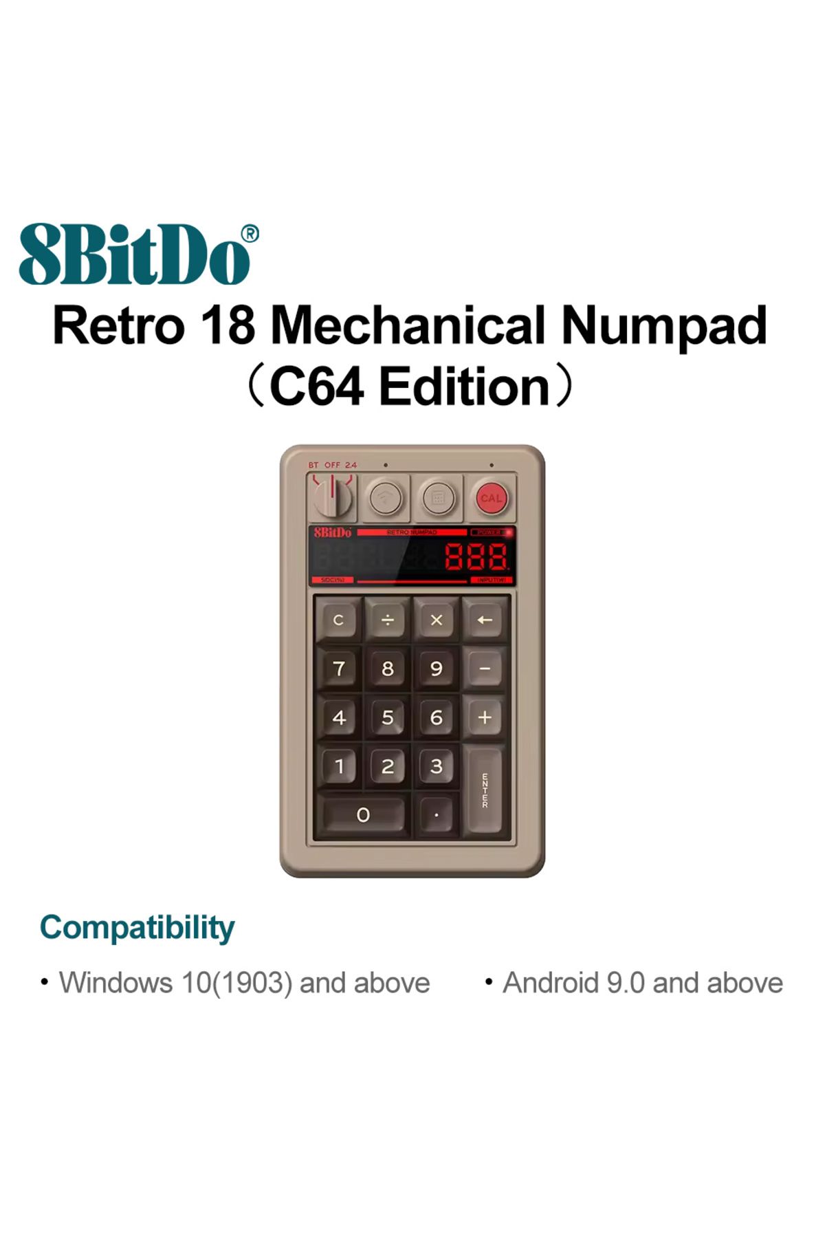 Choice-C64 Edition 8bitdo Retro 18 Mechanical Numpad Compatible With Windows 10 11 Android Bluetooth 2.4g U 1