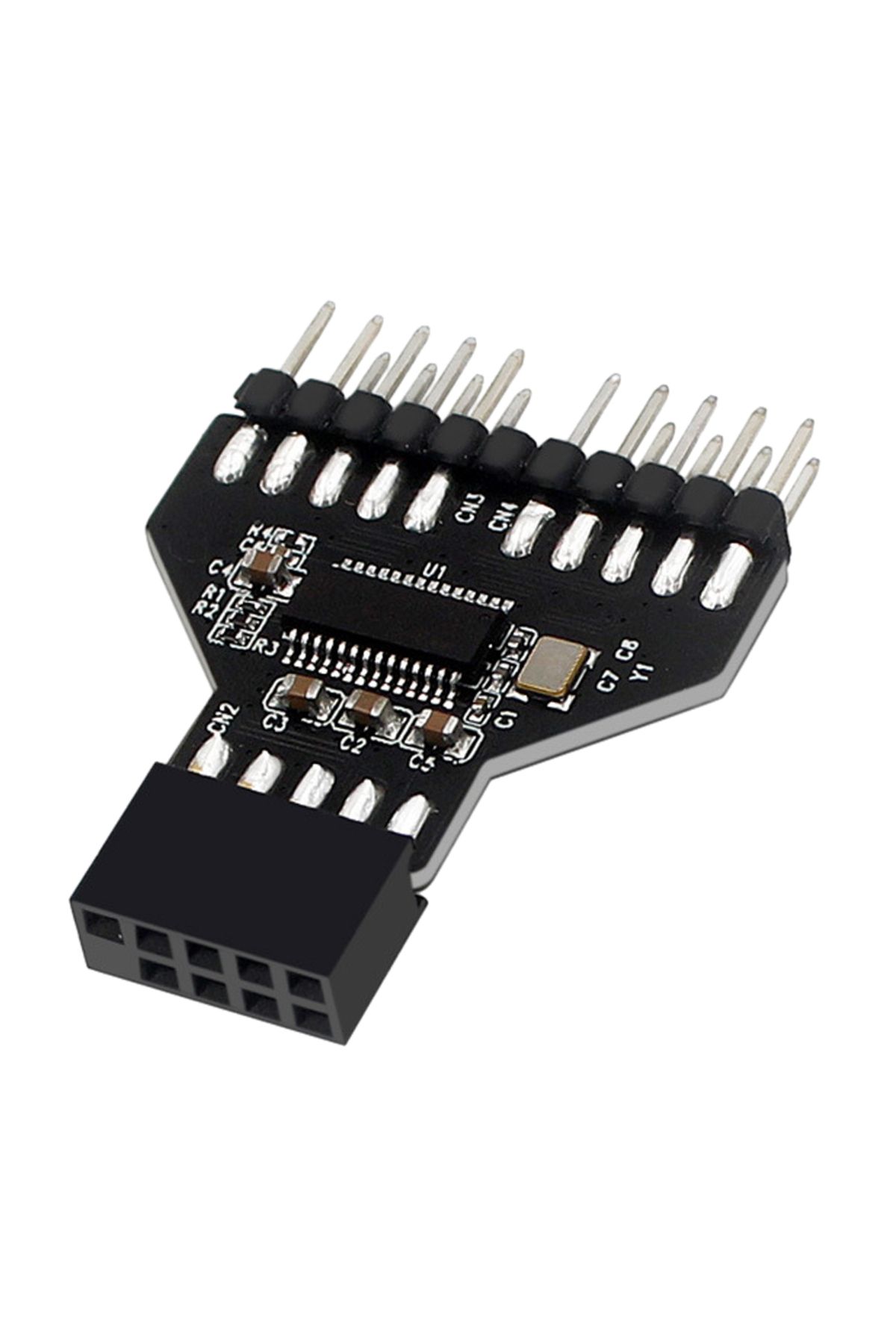 ALLOYSEED-لوحة أم سوداء، موزع USB 2.0 9 سنون، موصل USB 2.0 1 إلى موصلين، محول USB 2.0 9 سنون إلى USB 3.0 19 سنون 1