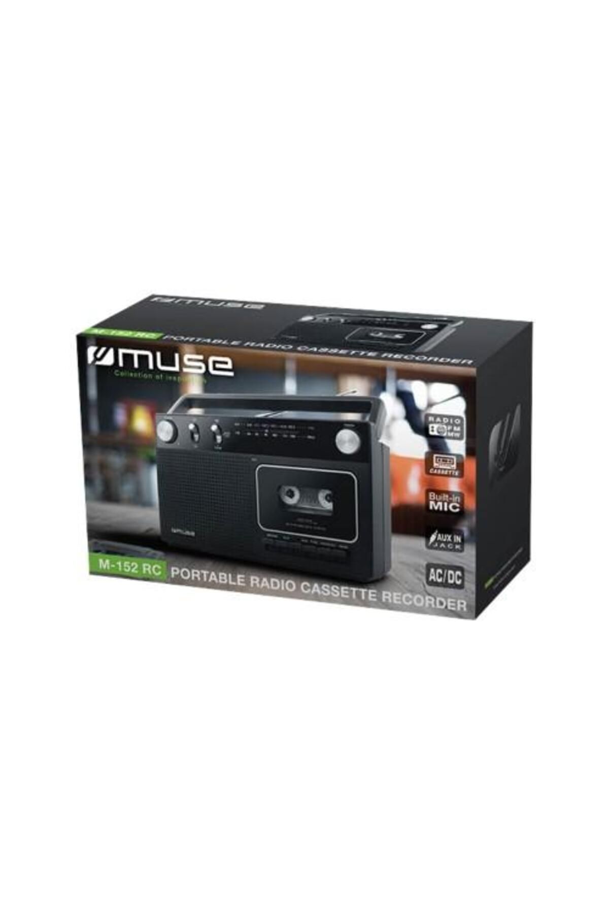 Muse-MUSE M-152 RC Cassette Radio, Analog FM/MW Tuner, Built-in Microphone, Black 2