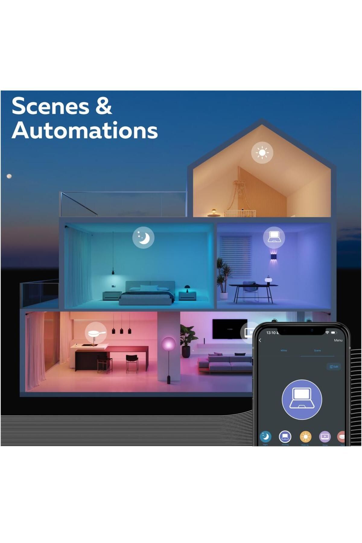 Calex-Set of 2 smart RGB LED bulbs Calex, Wi-Fi, A60, E27, 9.4W, 806 lm, dimmable, white and colored light 3