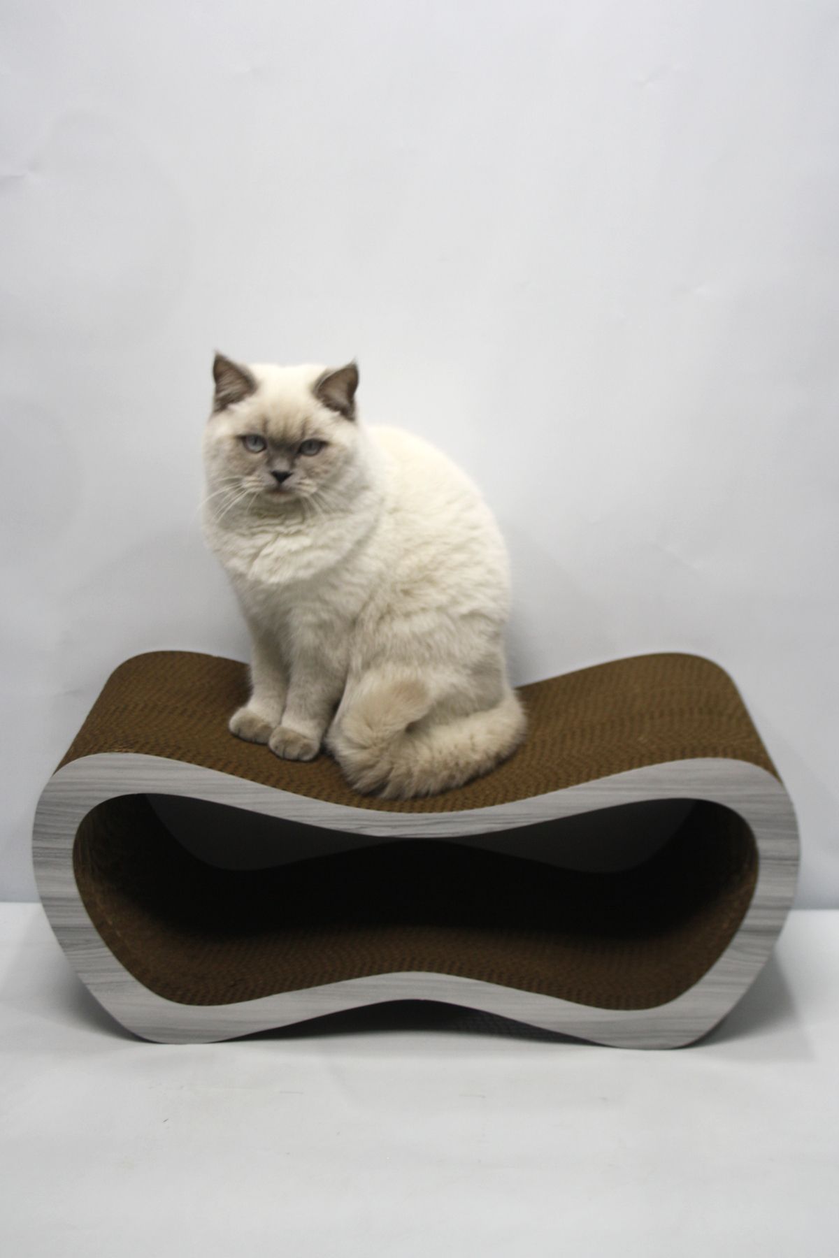 Lazy Paws-Cardboard Cat Scratch Sofa - Set of 4 - Gray Wood Pattern 3