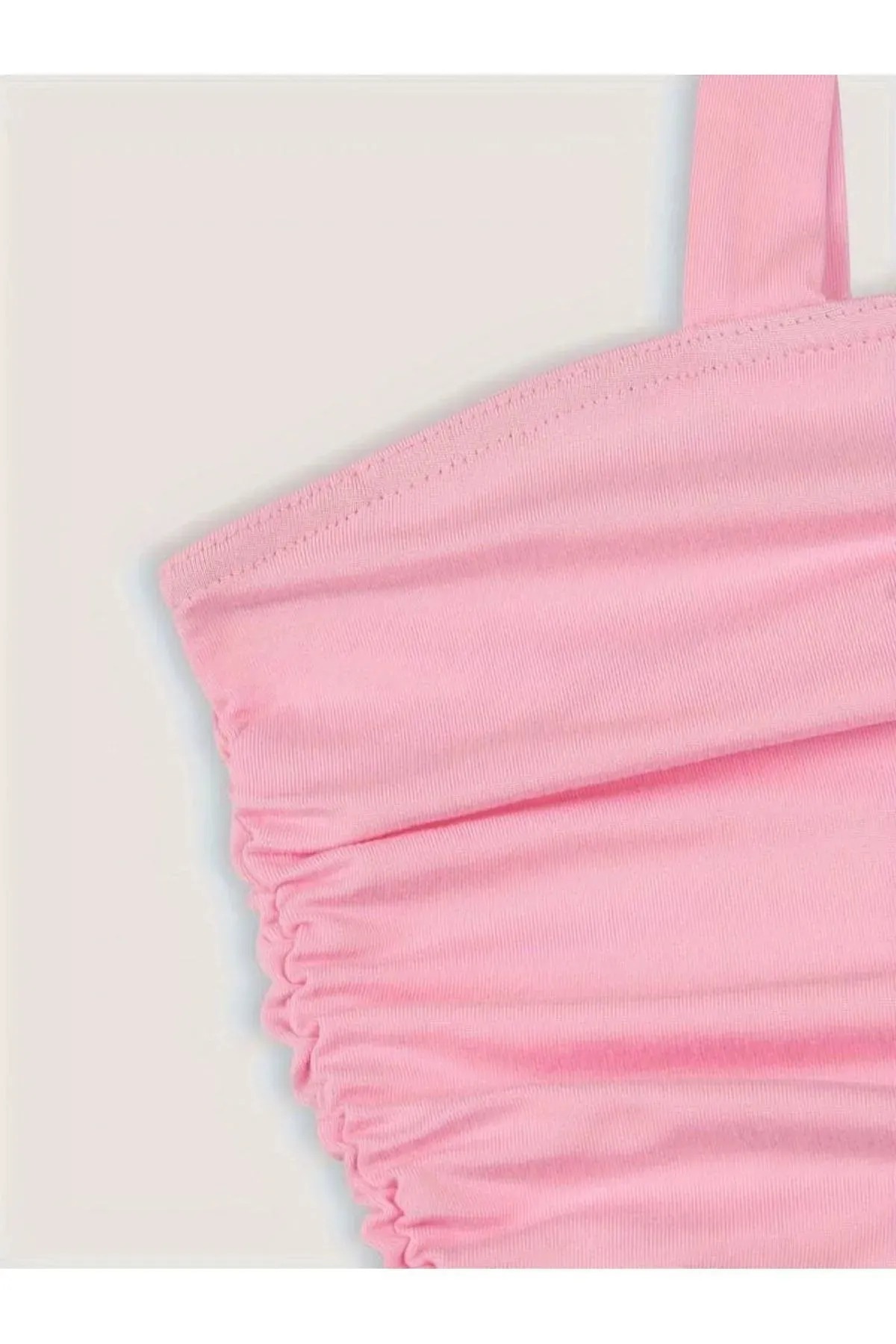 DAXİS Sportwear Company  Fiyonklu Yazlık Crop - Fiyonklu Omuzdan Bağlamalı Yazlık Geniş Askılı Üst Bluz - Görsel 3