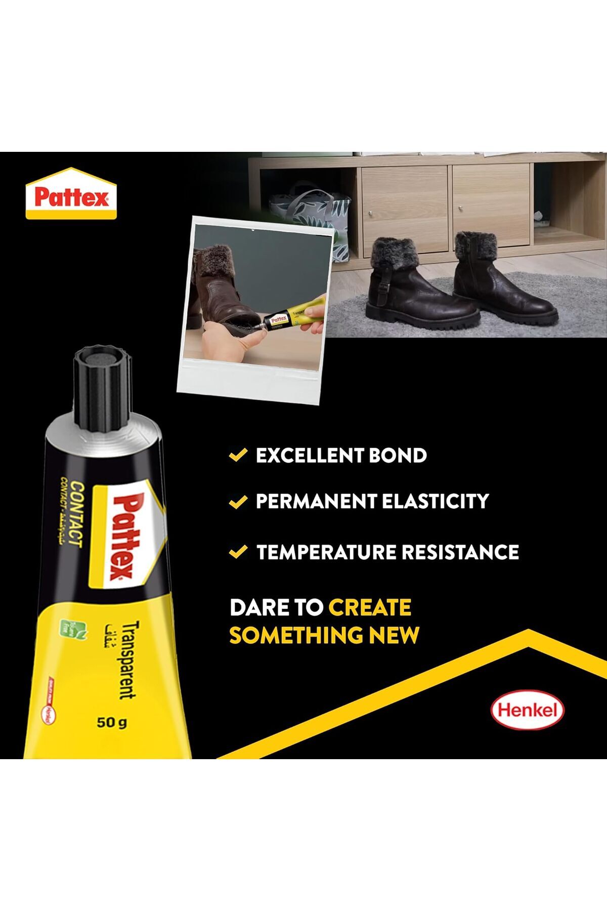 Pattex-Transparent Adhesive Glue 50g for Wood, Metal & Leather Strong Liquid Bond 3