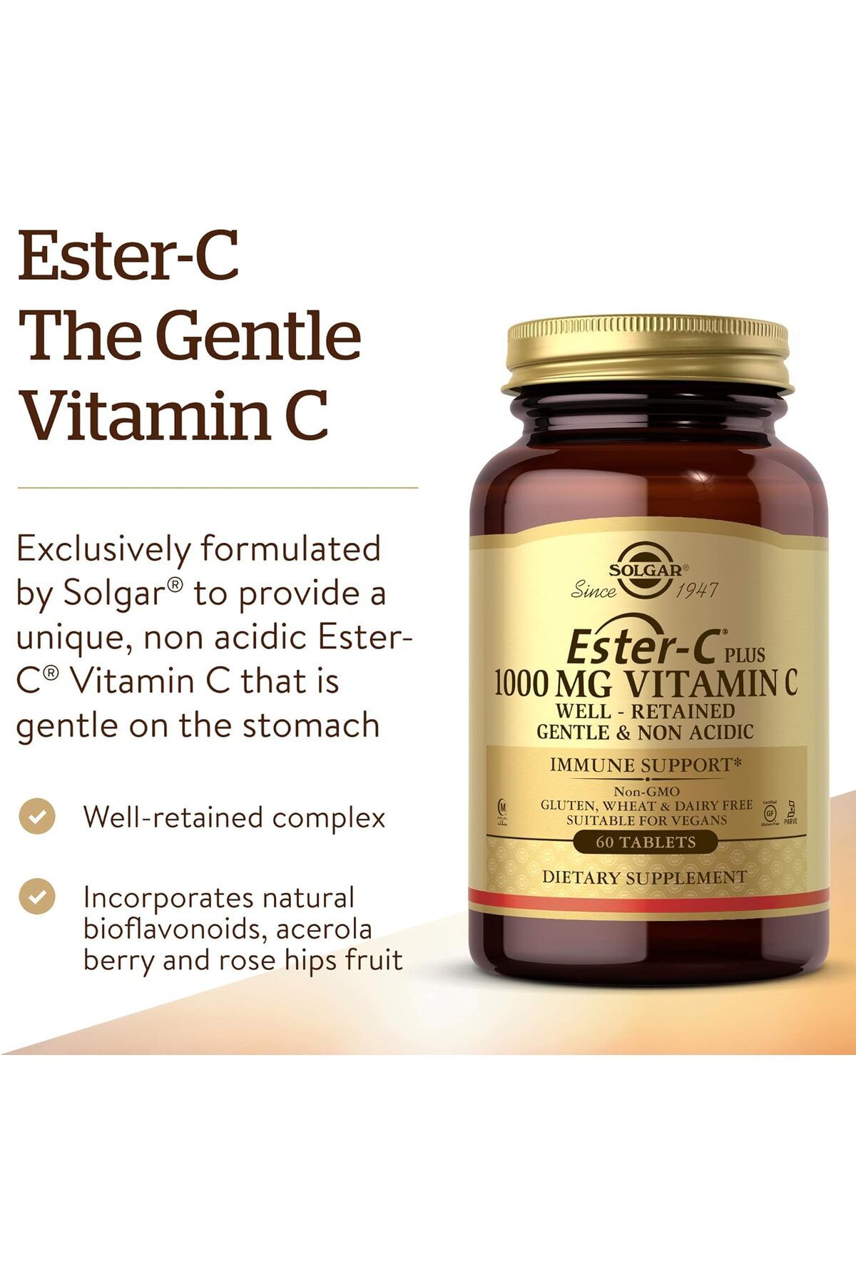 Solgar-Solgar - Ester-C Plus Vitamin C (Ester-C Ascorbate Complex) 1000 mg, 60 Tablets 5