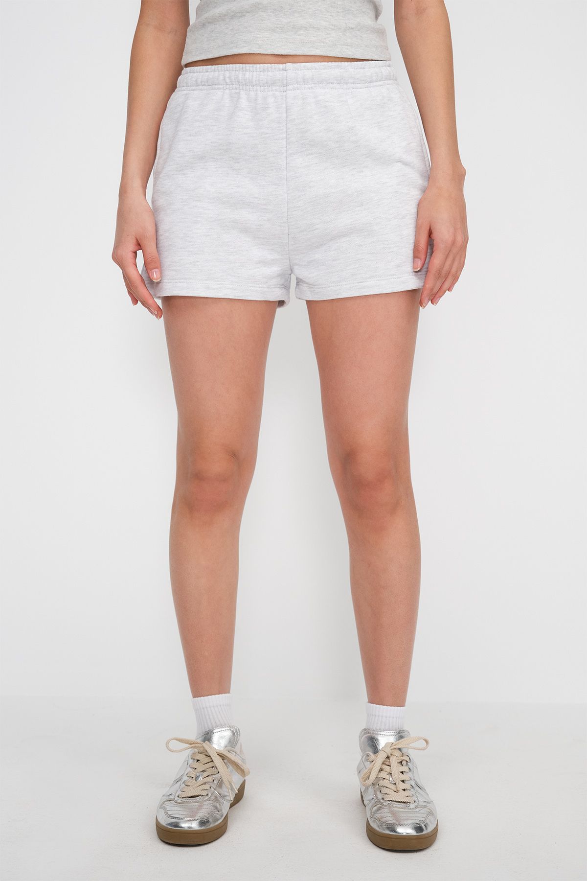 Addax-Pocketed and Elastic Waist Shorts Ş1010-N12 2