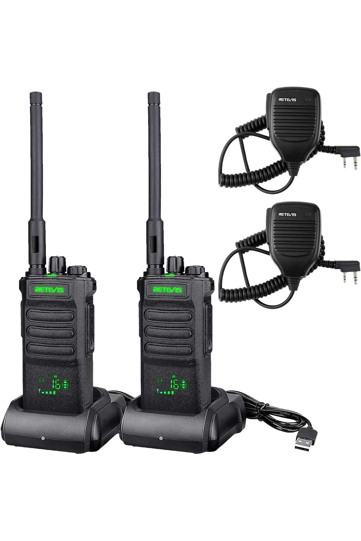 Retevis RT86 Uzun Menzilli Telsiz, 2 li Set, Hoparlör Mikrofonlu, 2600 mAh Batarya, Kablosuz Klon