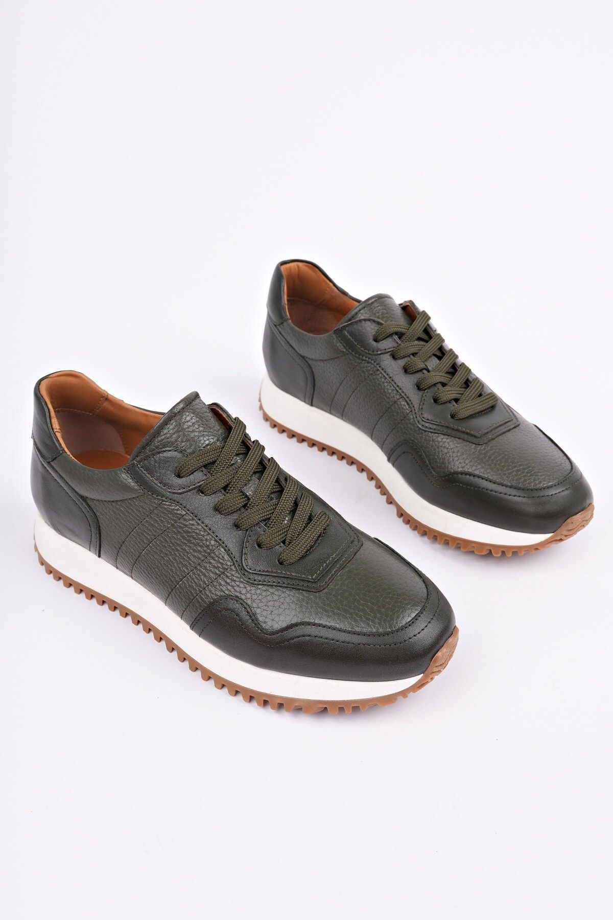 MUGGO-Harwil Thick Sole Lace-Up Genuine Leather Men's Casual Sneaker Sports Shoes 3