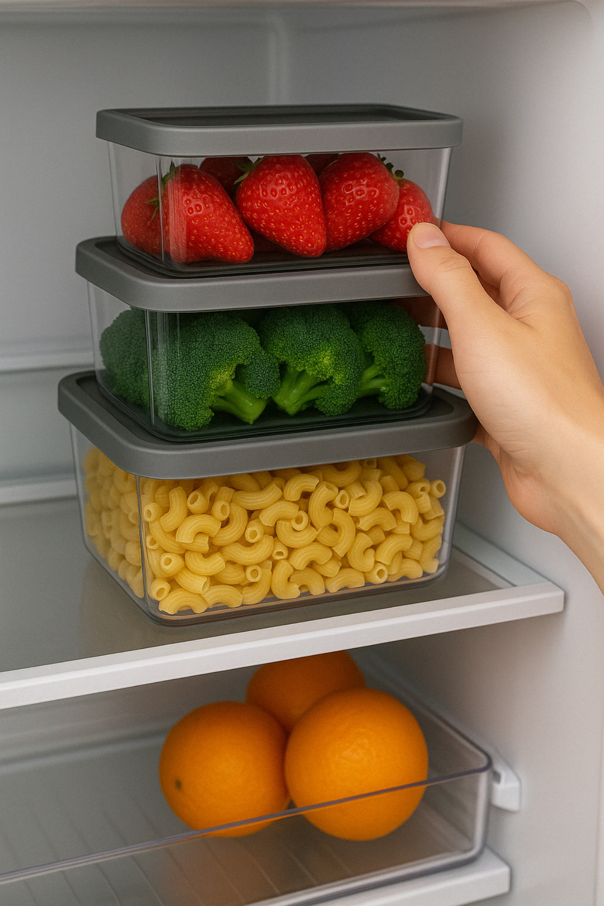 welcomein-Set of 3 Clear Food Storage Containers with Lids, Practical and Healthy Storage Solution 3
