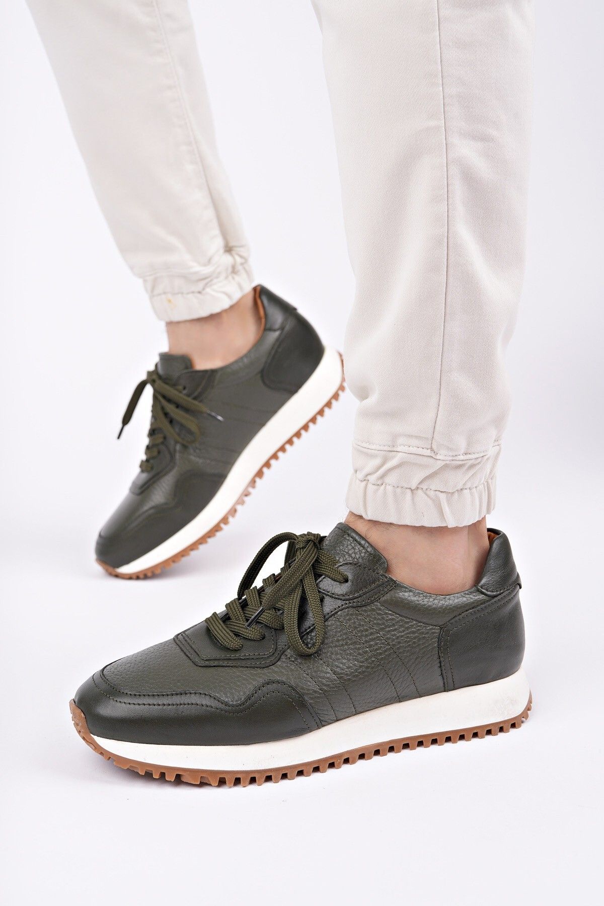 MUGGO-Harwil Thick Sole Lace-Up Genuine Leather Men's Casual Sneaker Sports Shoes 5