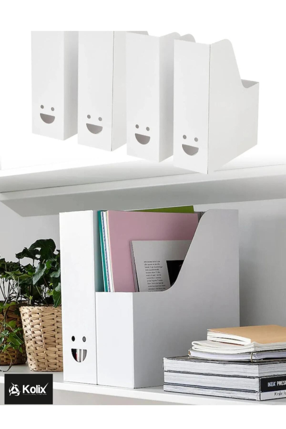 KOLİX-Magazine File Set Cardboard Folder Smiley Face White 2 PCS 3
