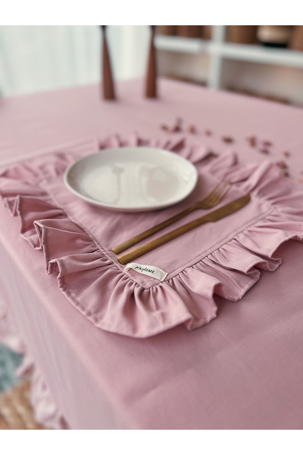 KaiHome-Rosy Linen Rectangular Heryeri Frilly Supla / American Service 4LÜ 2