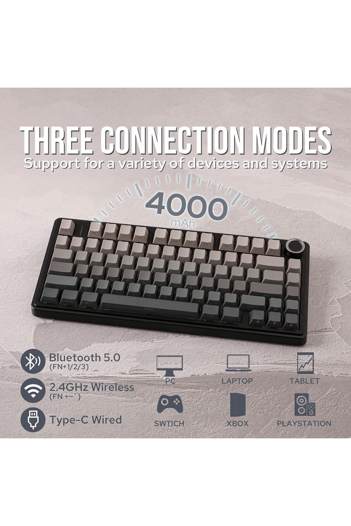 Epomaker-x AULA F75 Gasket Mechanical Keyboard, 75% Wireless Hot Swappable Gaming Keyboard with Five 5