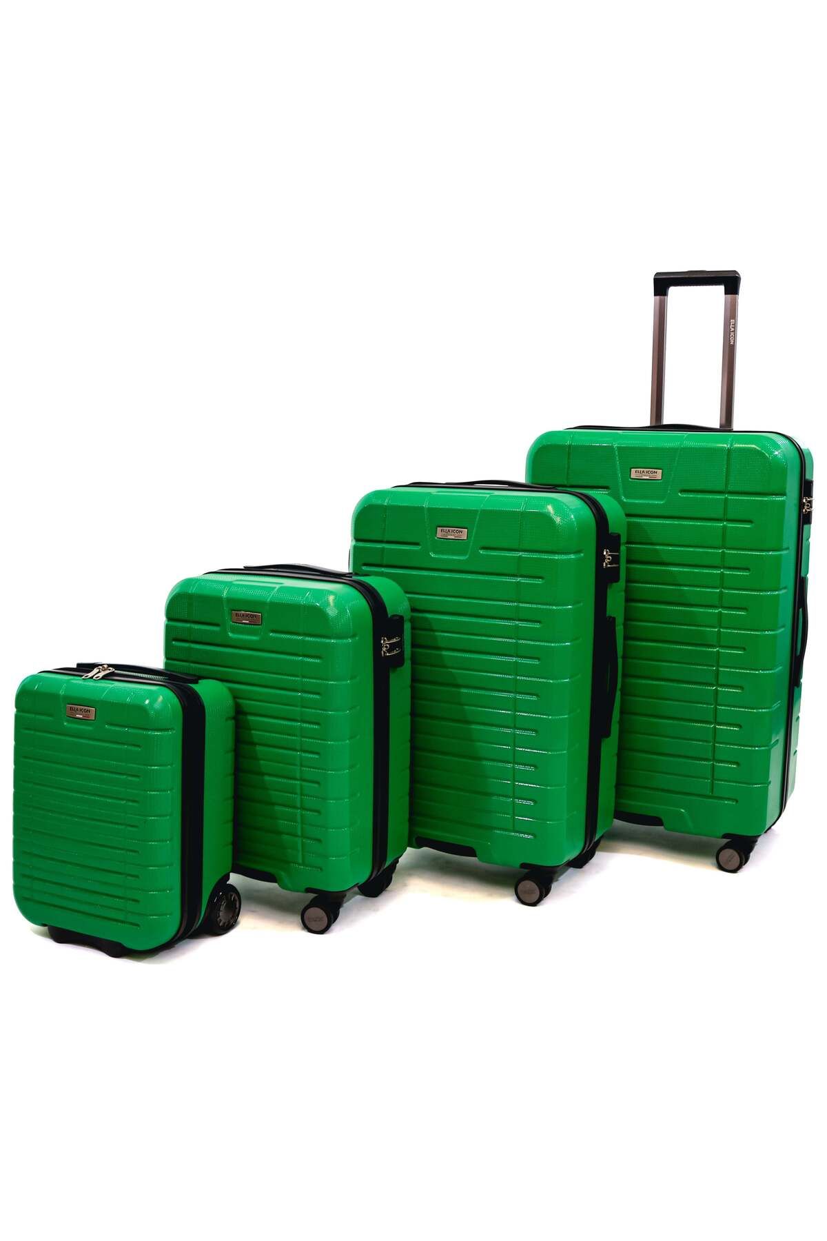 Ella Icon Set De 4 Trolere Leaf, Abs, Verde Unisex - Big Size + Medium Size + Small (Carry-on) Size