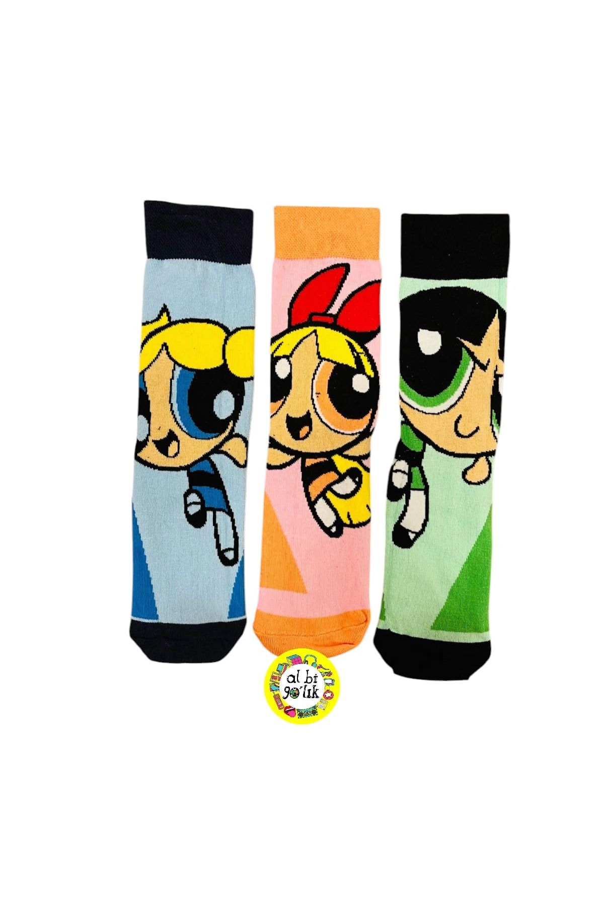 AL Bİ 90LIK POWERPUFF GİRLS ÇİZGİ FİLM KARAKTER DESENLİ 3'LÜ SET