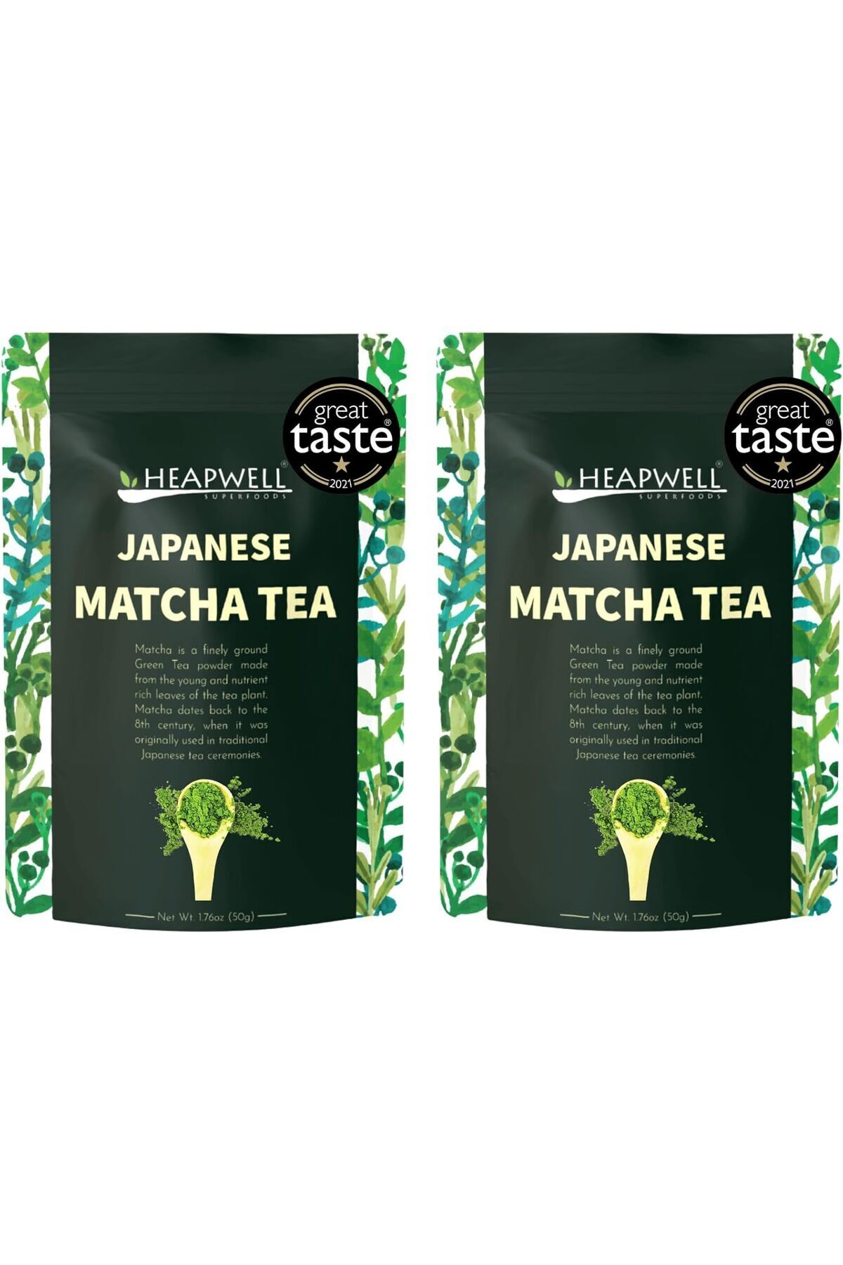 Matcha-Heapwell Superfoods Japanese Green Tea Powder, 50g | Sourced From Shizuoka, Japan Pack Of 2 1