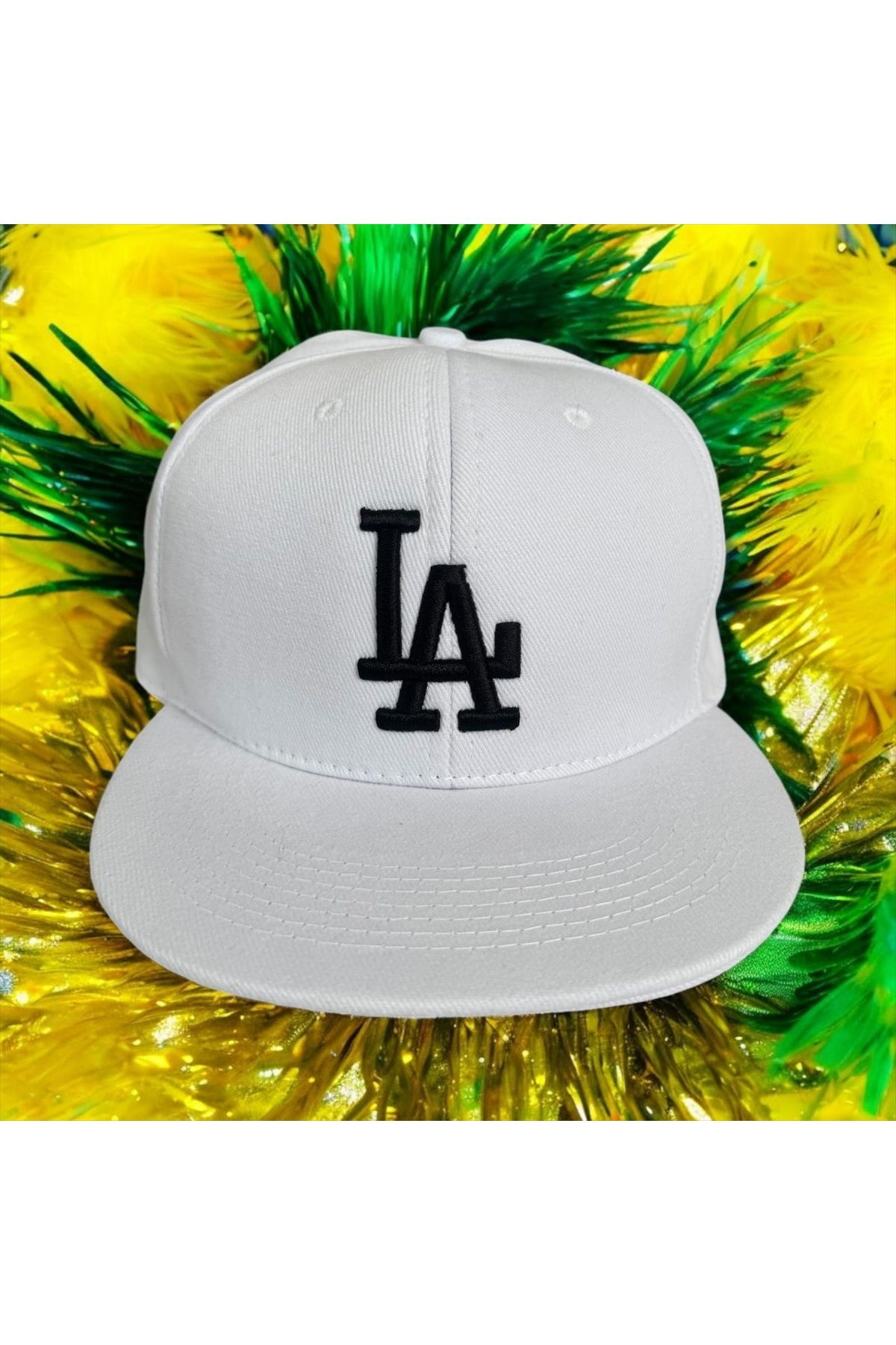 awix Spor Unisex LA Los Angeles Nakışlı Hip Hop Snapback Rapper Basket Cap Şapka BEYAZ