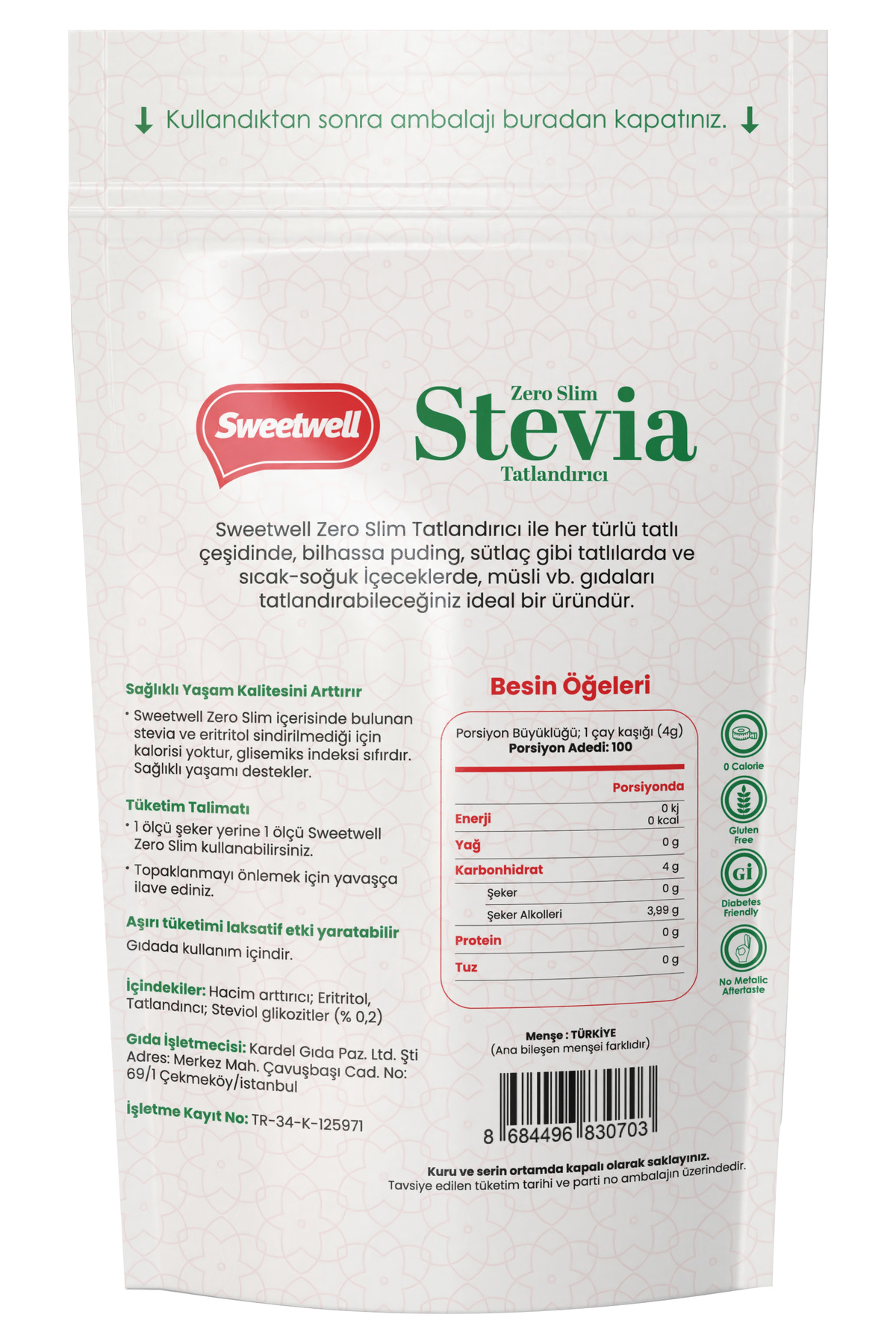 Sweetwell-Zero Slim Stevia & Eritritol Sweetener 400 Gr X 3 Pieces Sugar Free, 0 Calories, Keto and Vegan Compatible 7