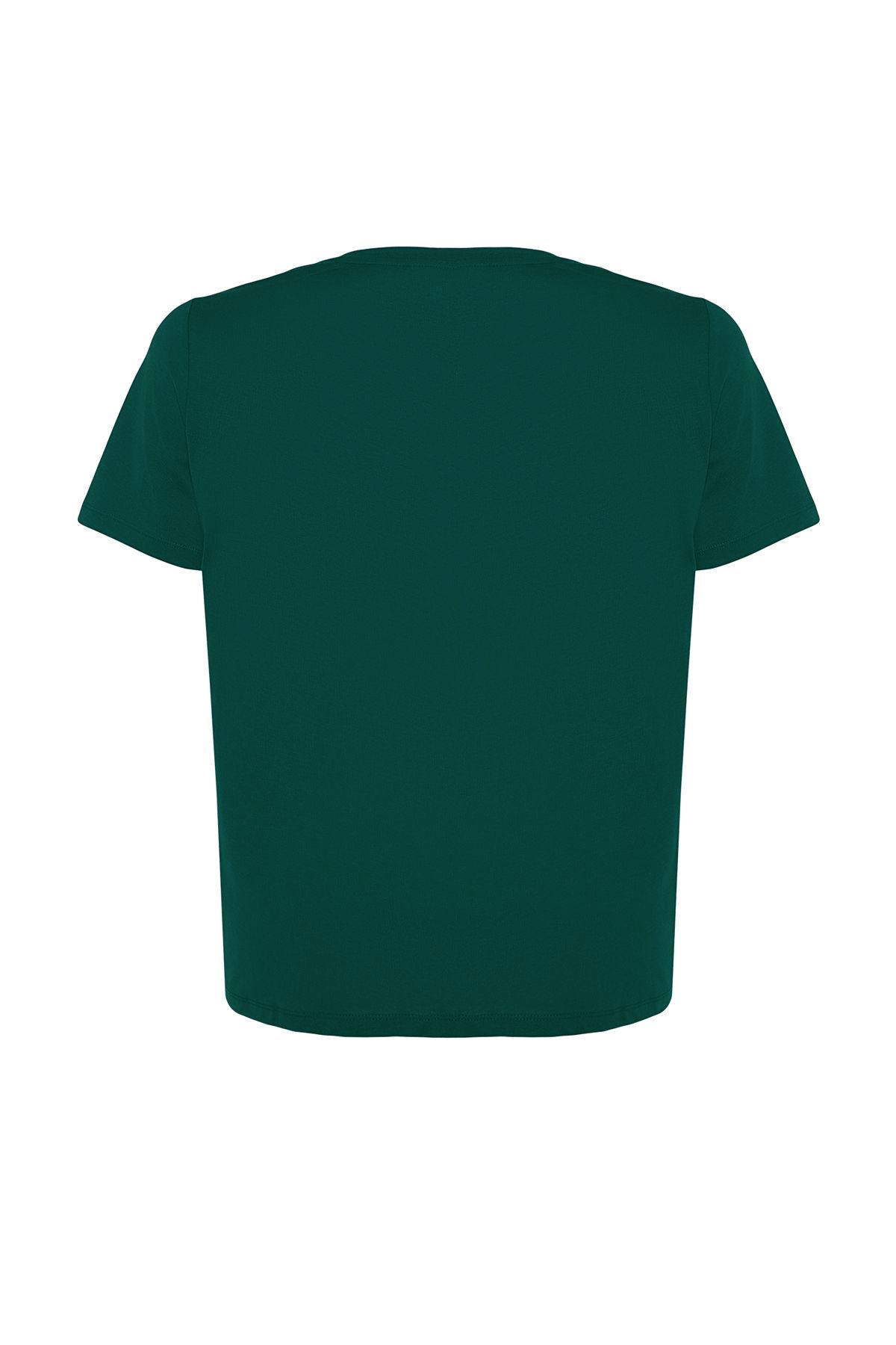 Trendyol Curve-Tricou cu gât verde smarald, 100% bumbac, mărime mare - TBBSS22TS0733 6