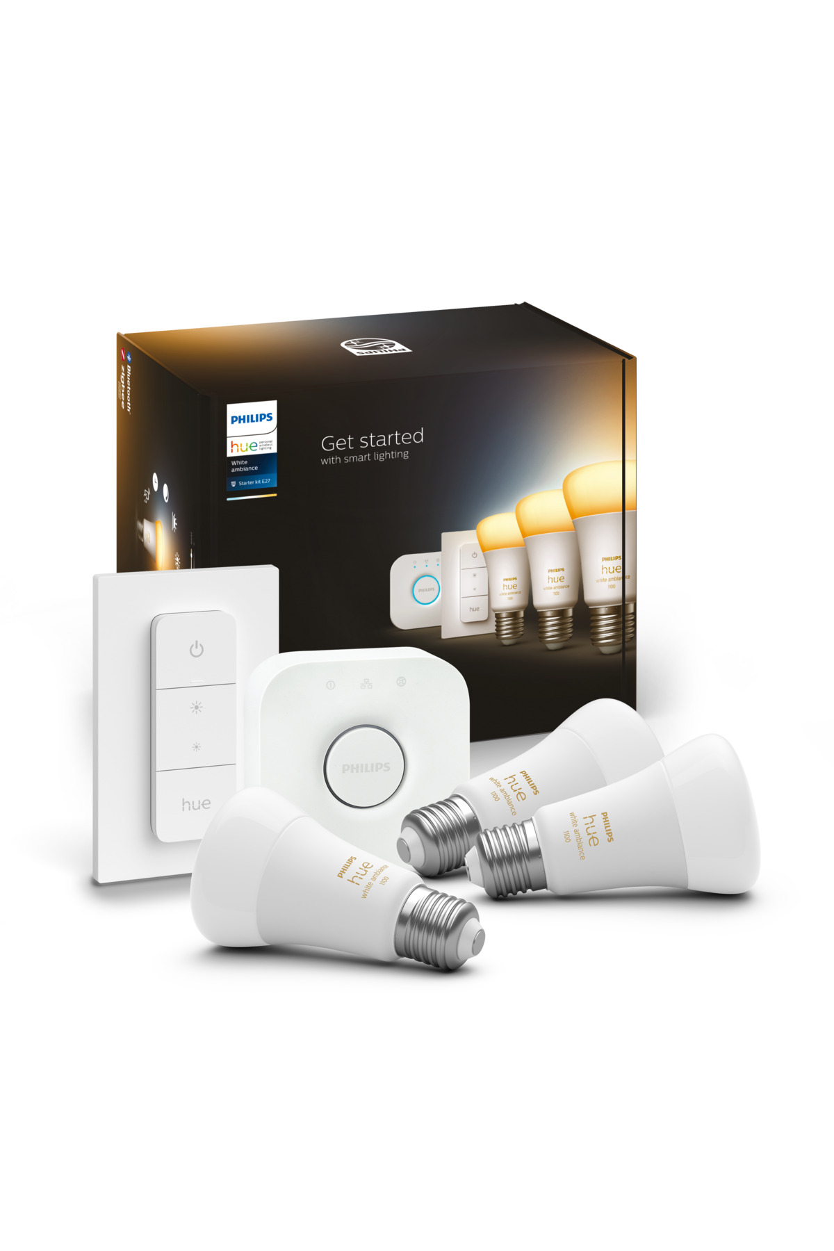 HueWA 8-75W Beyaz Ambiyans Akıllı Başlangıç Seti 3'lü Kumandalı E27