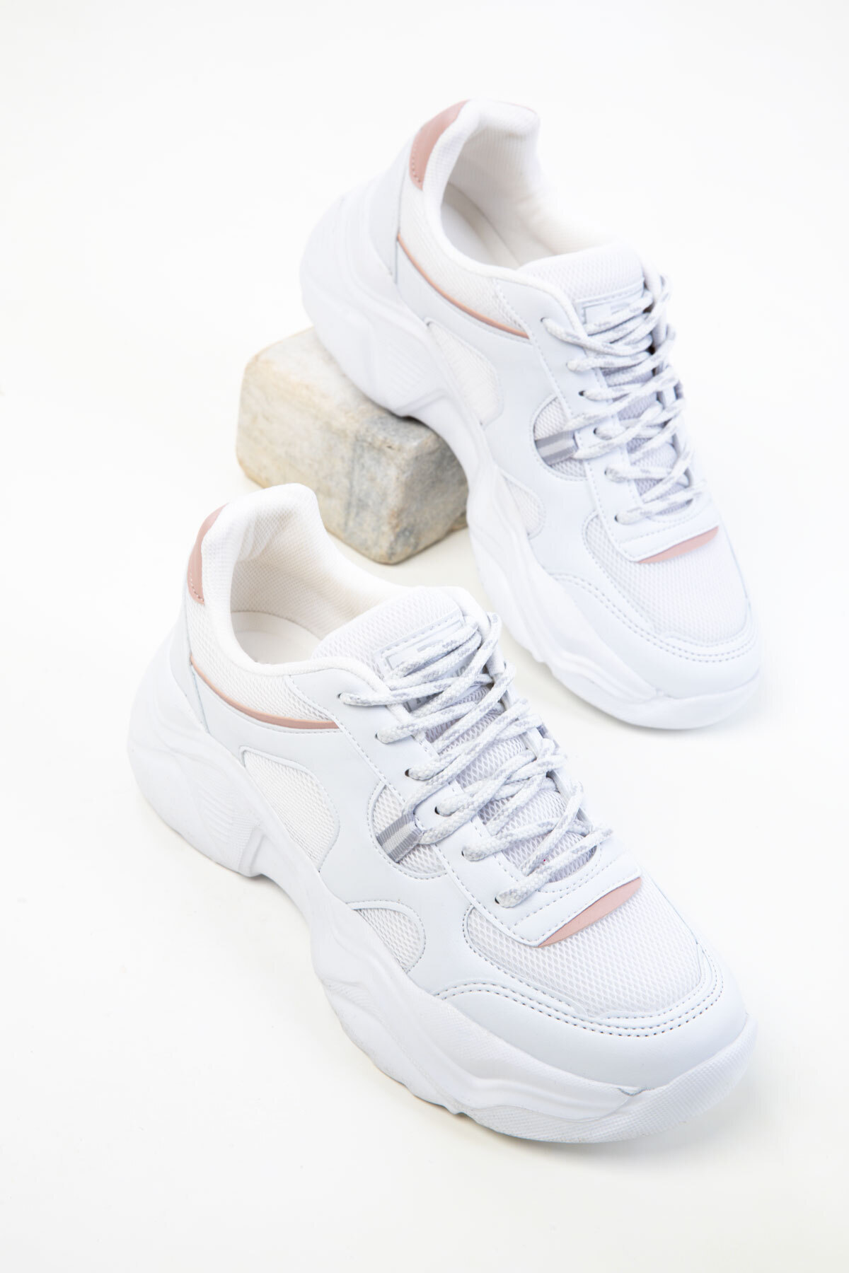 SOHO  Beyaz-Pudra Kadın Sneaker 20574 - Görsel 3