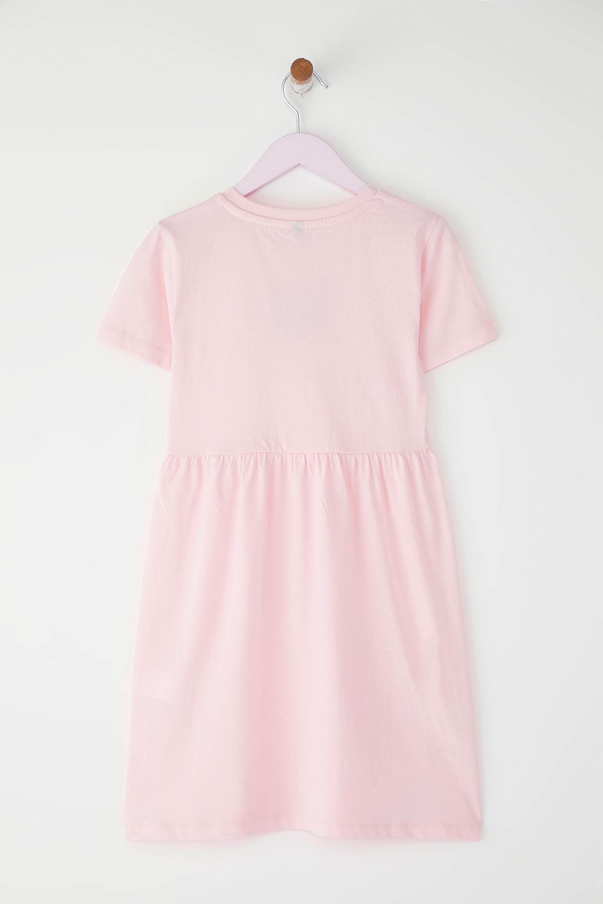 TRENDYOLKIDS-Pink Ready-Made Girl's Dress 100% Cotton, Mini Knitted Sleeve Model 3