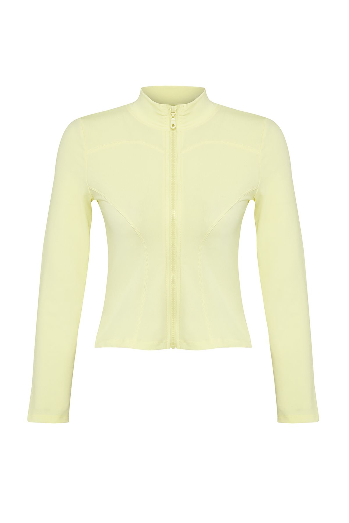 Trendyol Collection Żółta, Rozpinana, Stójka, Sportowa, Dzianinowa Kurtka/bluza Kobieta - M