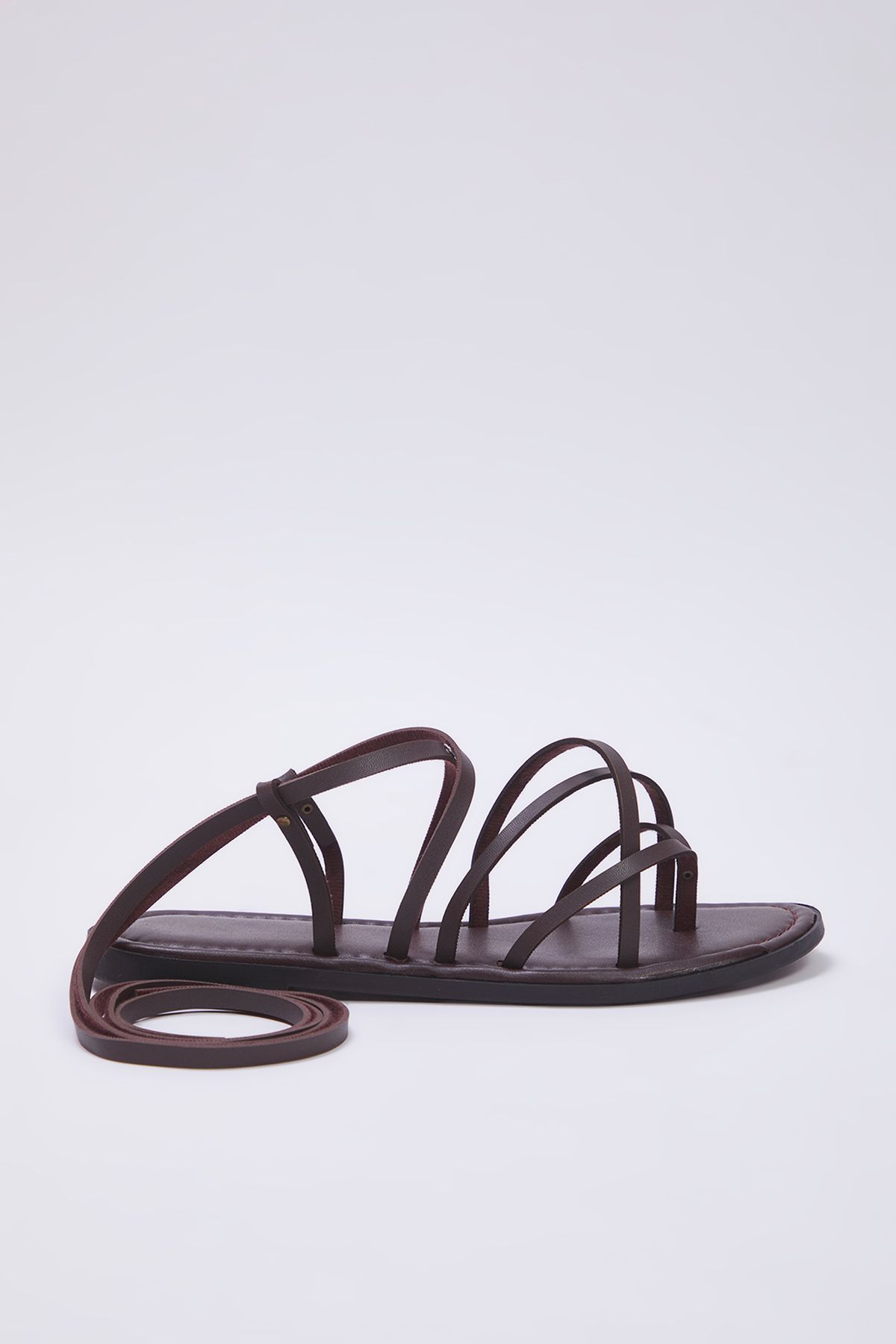 TRENDYOL SHOES-Keserűbarna bokapántos flip-flop női szandál TAKSS25SD00021 4