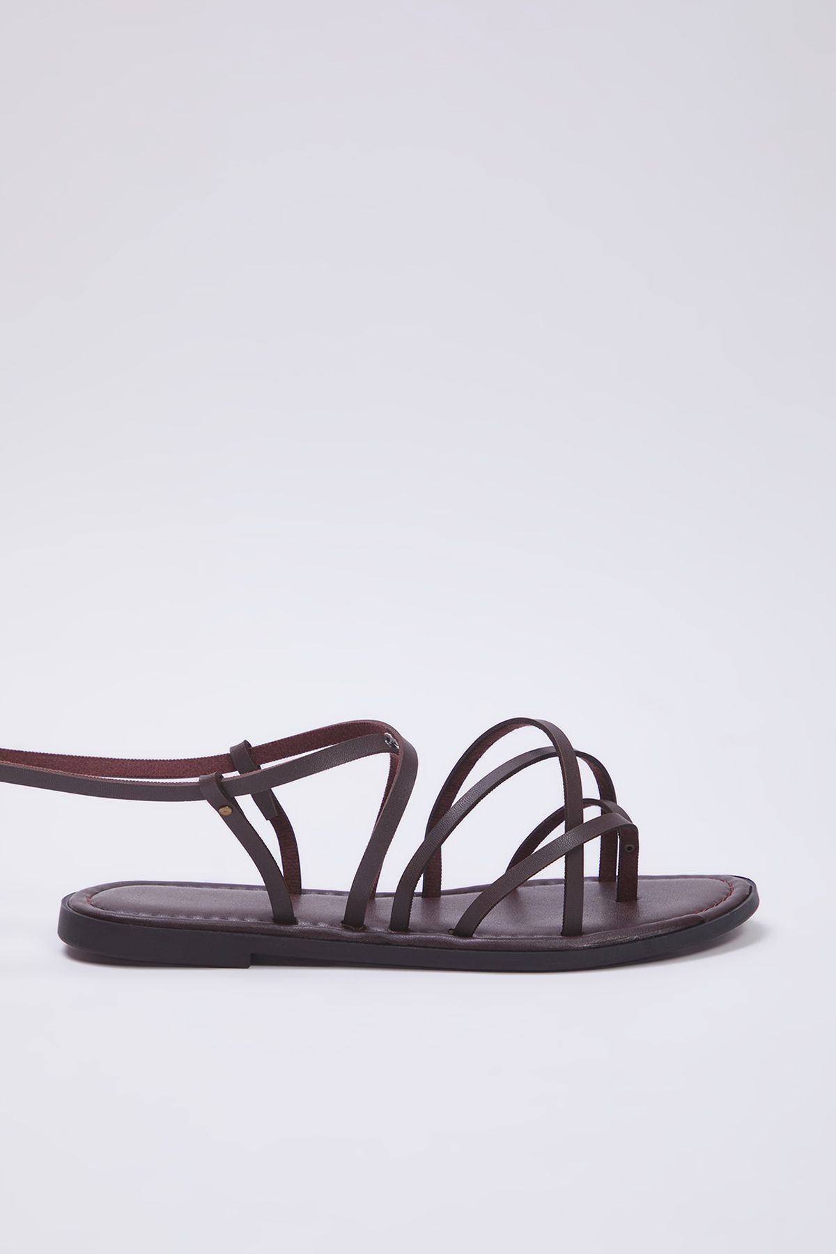 TRENDYOL SHOES-Keserűbarna bokapántos flip-flop női szandál TAKSS25SD00021 5
