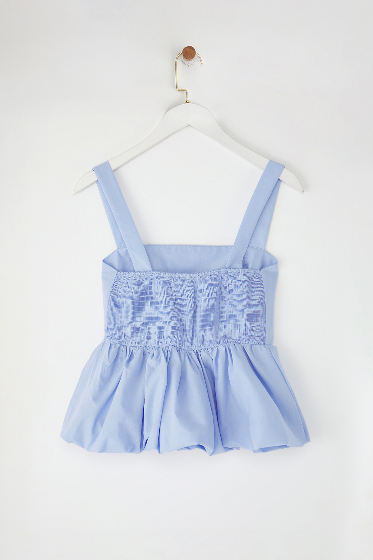 Trendyolmilla  Açık Mavi Balon Etek Askılı Dokuma Dokuma Bluz TWOSS25BZ00354 - Görsel 6