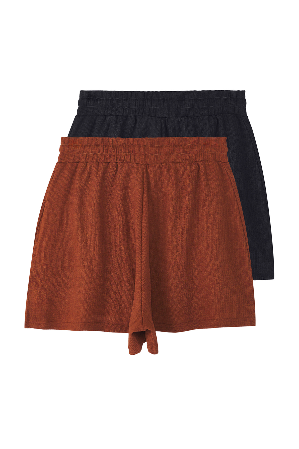 Trendyolmilla  Lacivert-Kiremit Bürümcük Relaxed/Rahat Kalıp Kısa Esnek Örme Şort & Bermuda TWOSS25SR00087 - Görsel 8