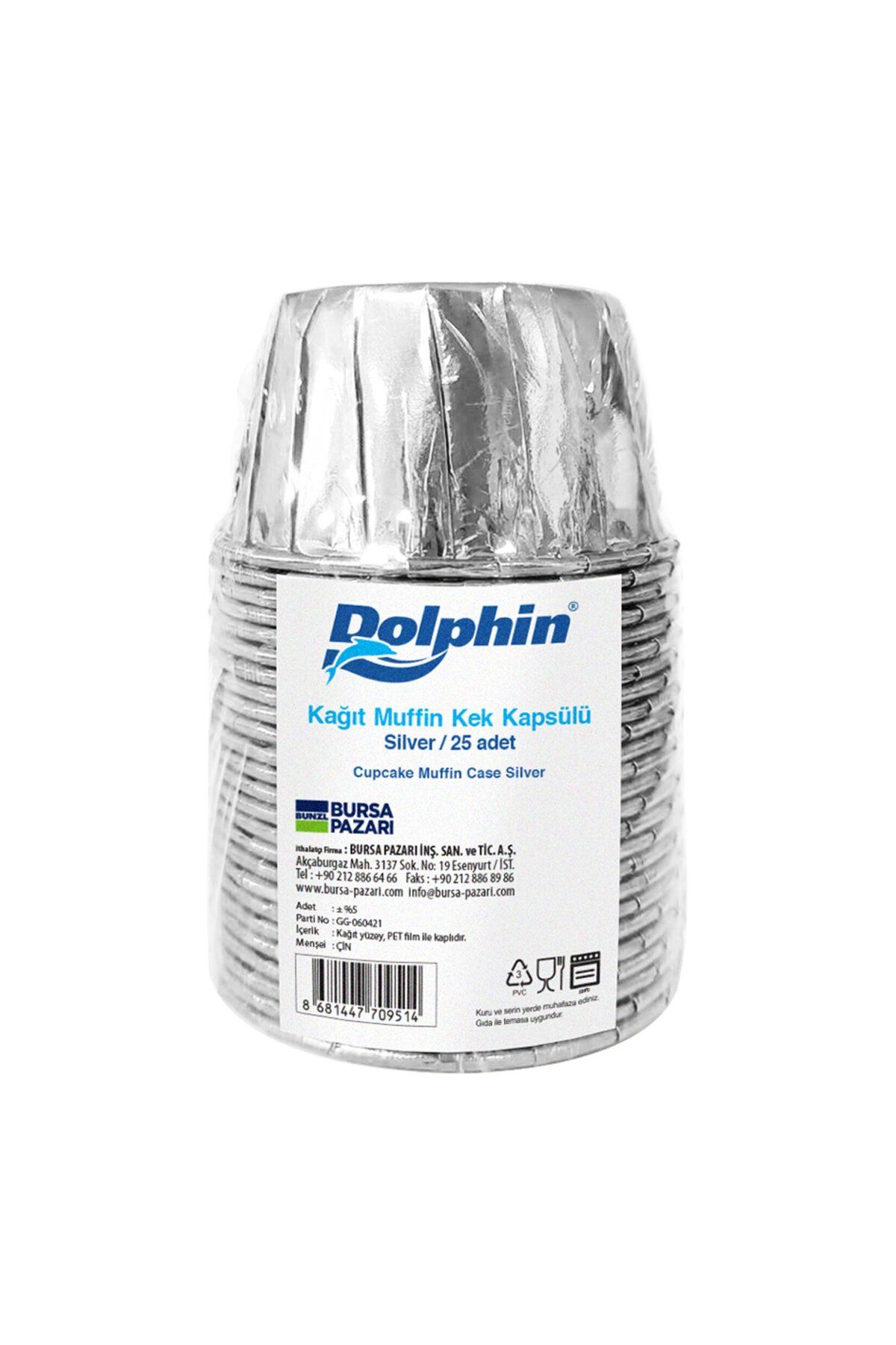 Dolphin Kağıt Asorti Renkli Muffin Kek Kapsülü 25'li