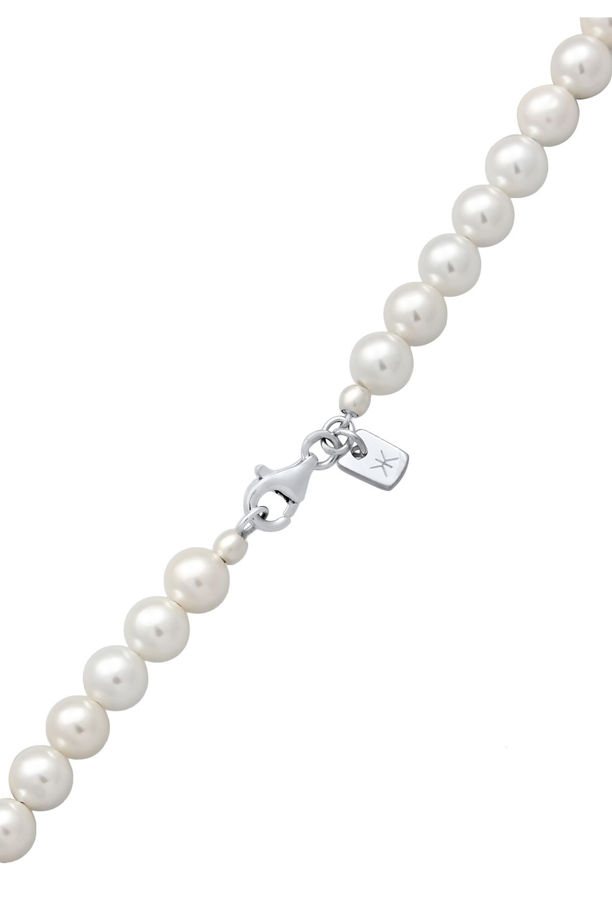 KUZZOI-Necklace Necklace with Pearls Men Shell Core Pearls White 925 Sterling Silver 50 cm 3