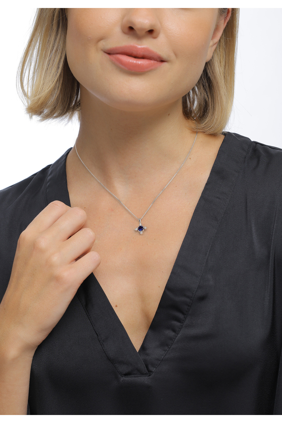 ELLI-Necklace Necklace with stone Women Cross Pendant Armouredchain Saphire Blue Lab Grown Diamond Brilli 6