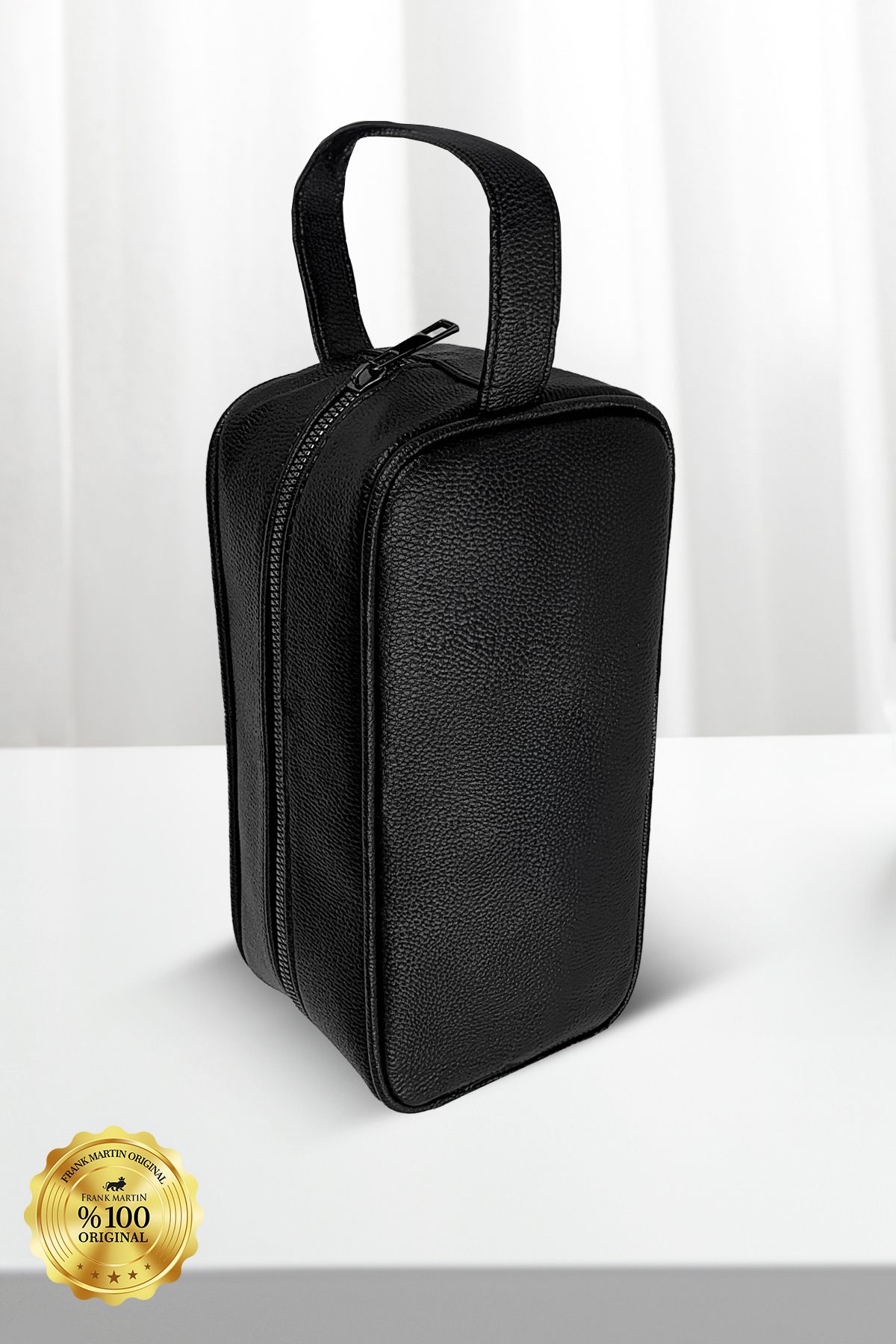 Frank Martin-Vegan Leather Personal Care and Travel Bag Large Volume Handbag Black 140-001 2